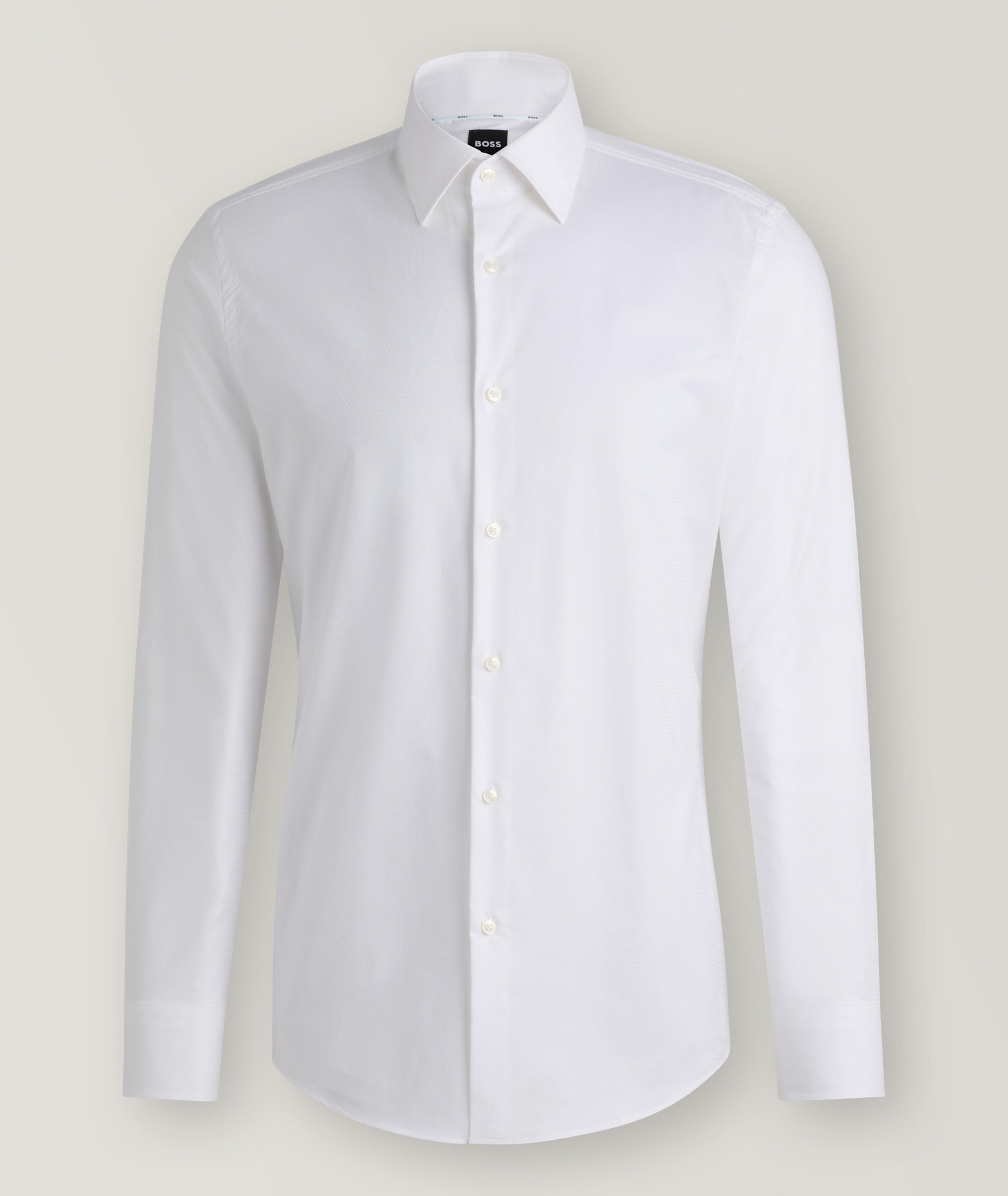 BOSS Chemise Habillée Hank En Coton Extensible En Blanc , Taille Homme 15