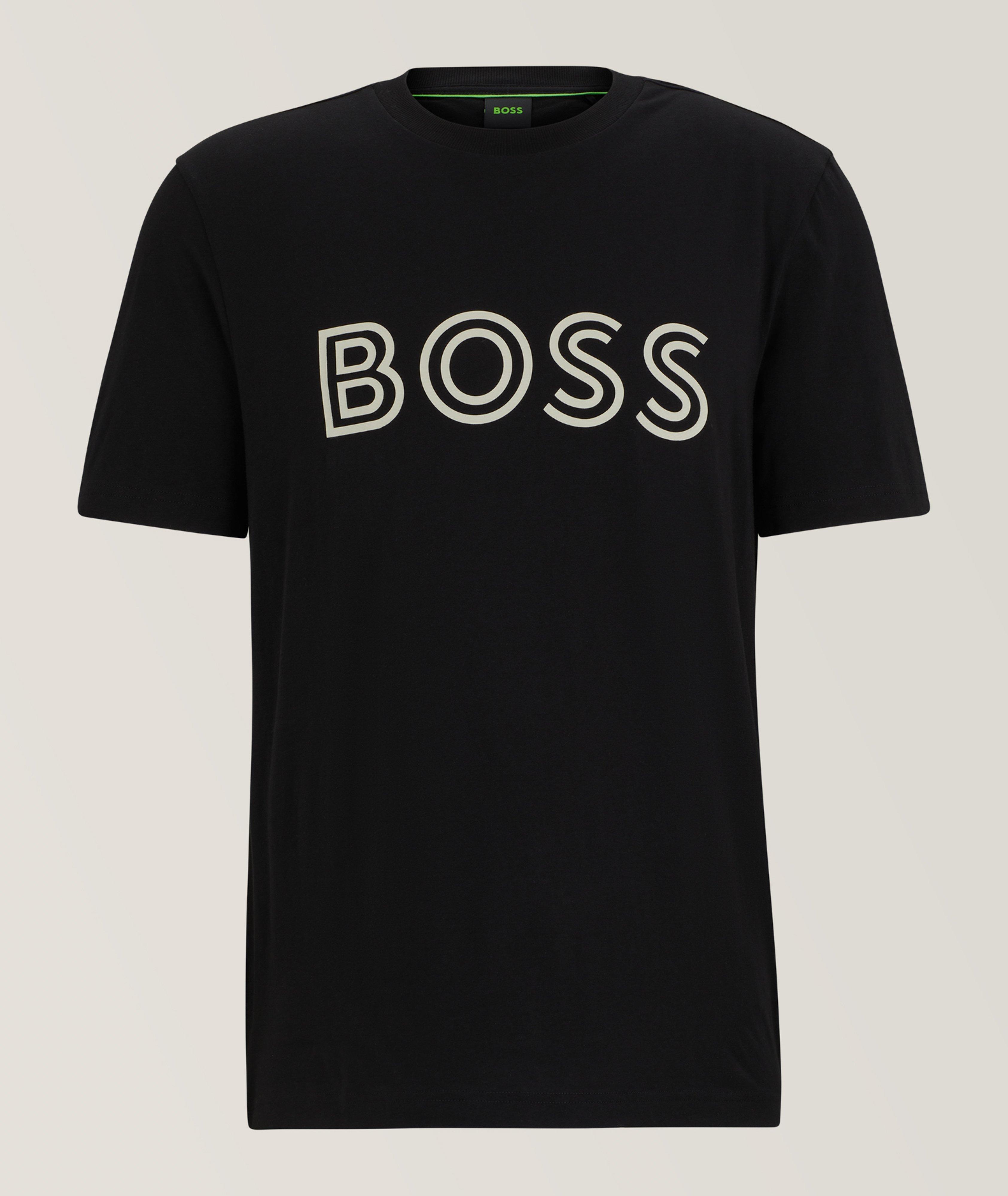 BOSS T-Shirt En Jersey De Coton Avec Logo Surdimensionné En Noir , Taille Homme Moyen