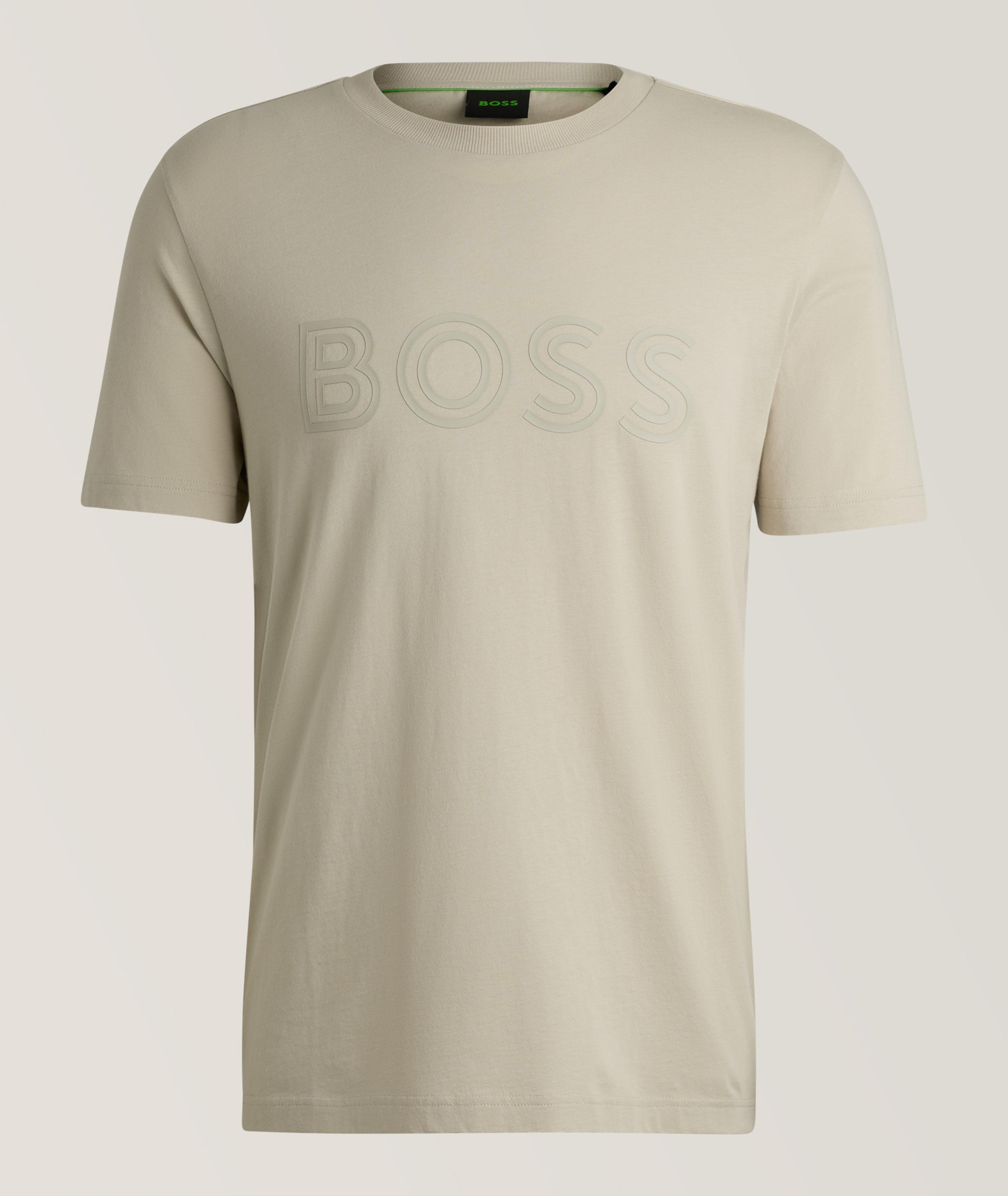 BOSS T-Shirt En Jersey De Coton Avec Logo Surdimensionné En Beige , Taille Homme Petit