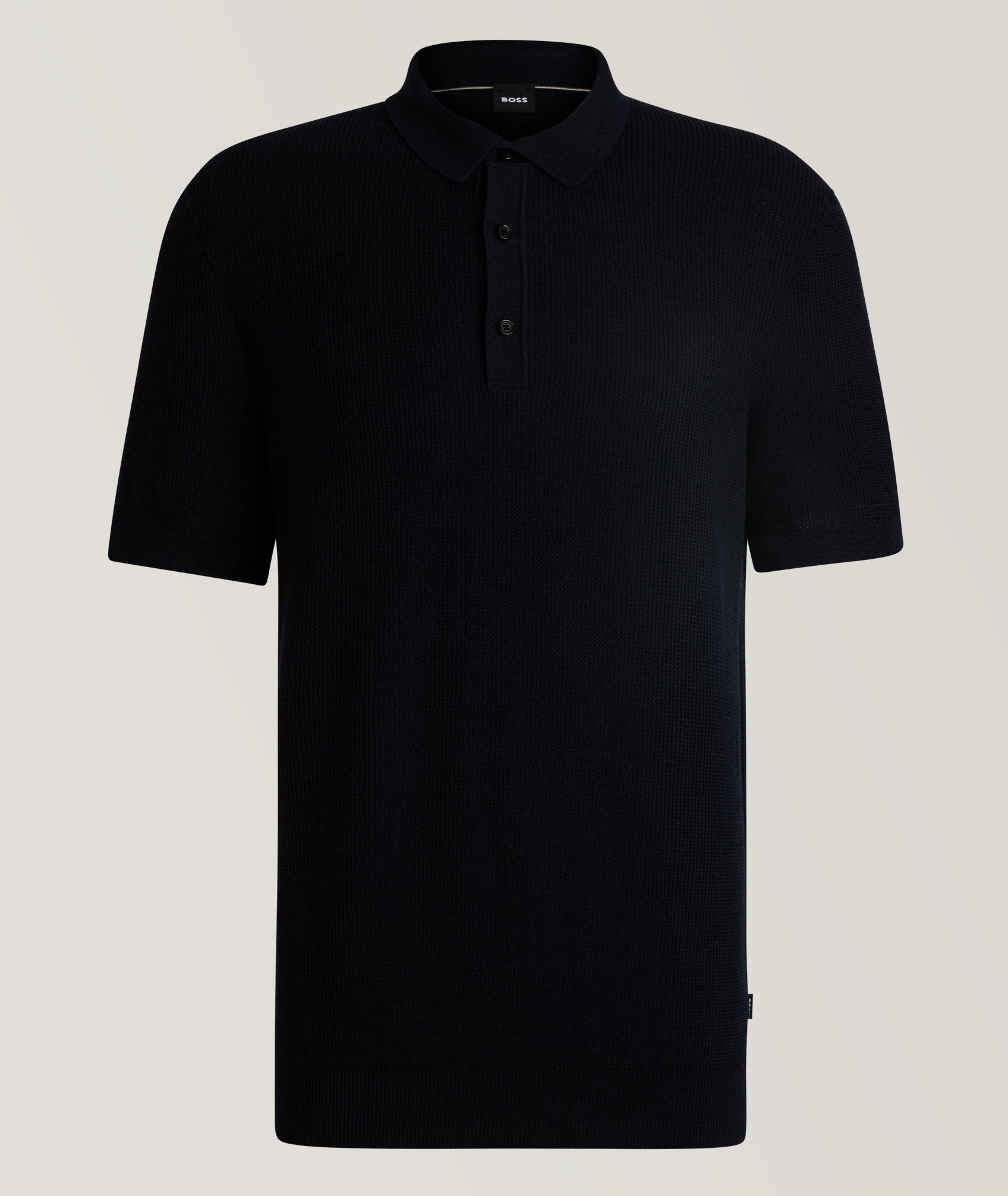 BOSS Polo En Coton Et En Lyocell En Bleu , Taille Homme Petit