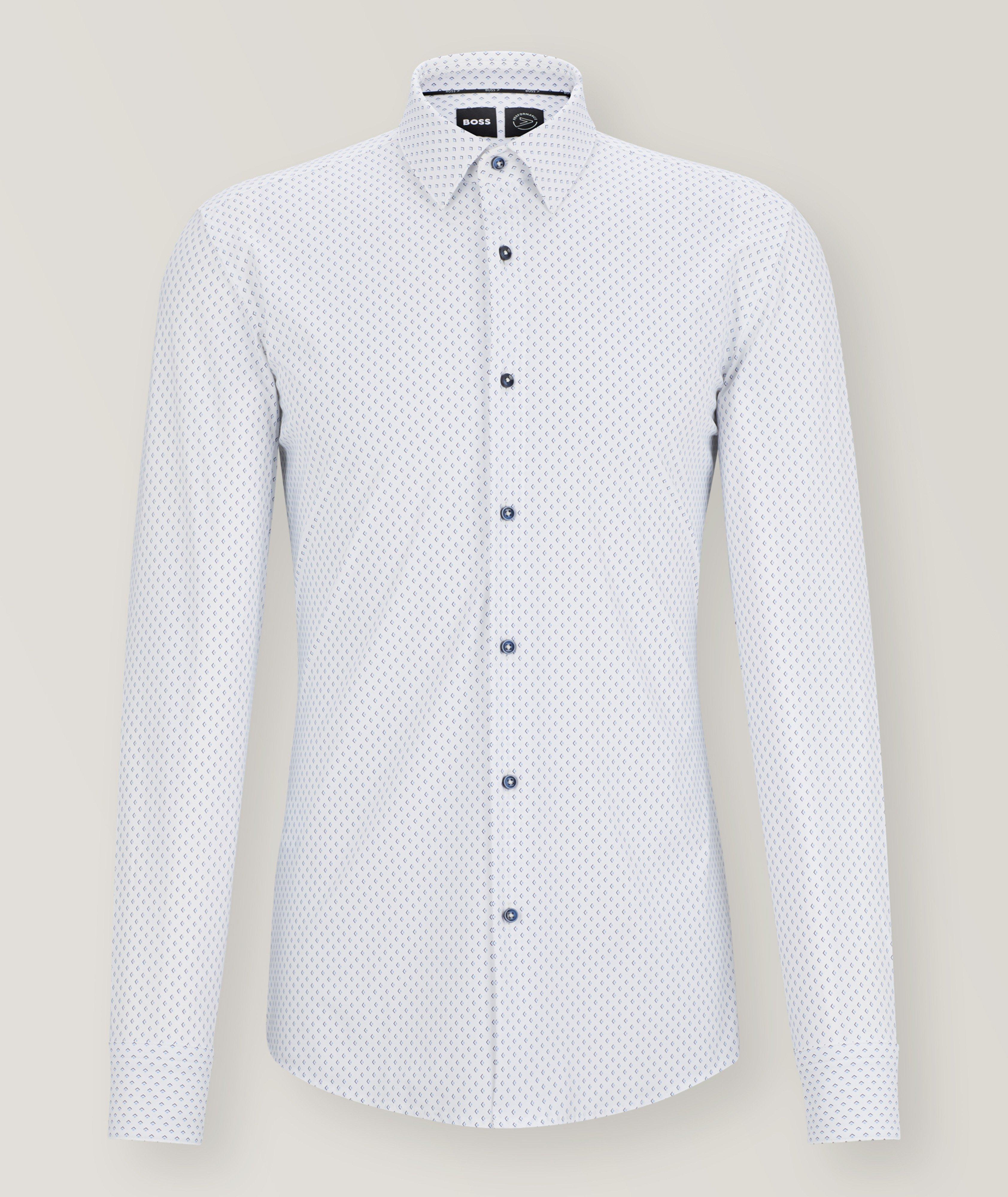 BOSS Chemise Décontractée Hank En Tissu Extensible En Blanc , Taille Homme 14.5