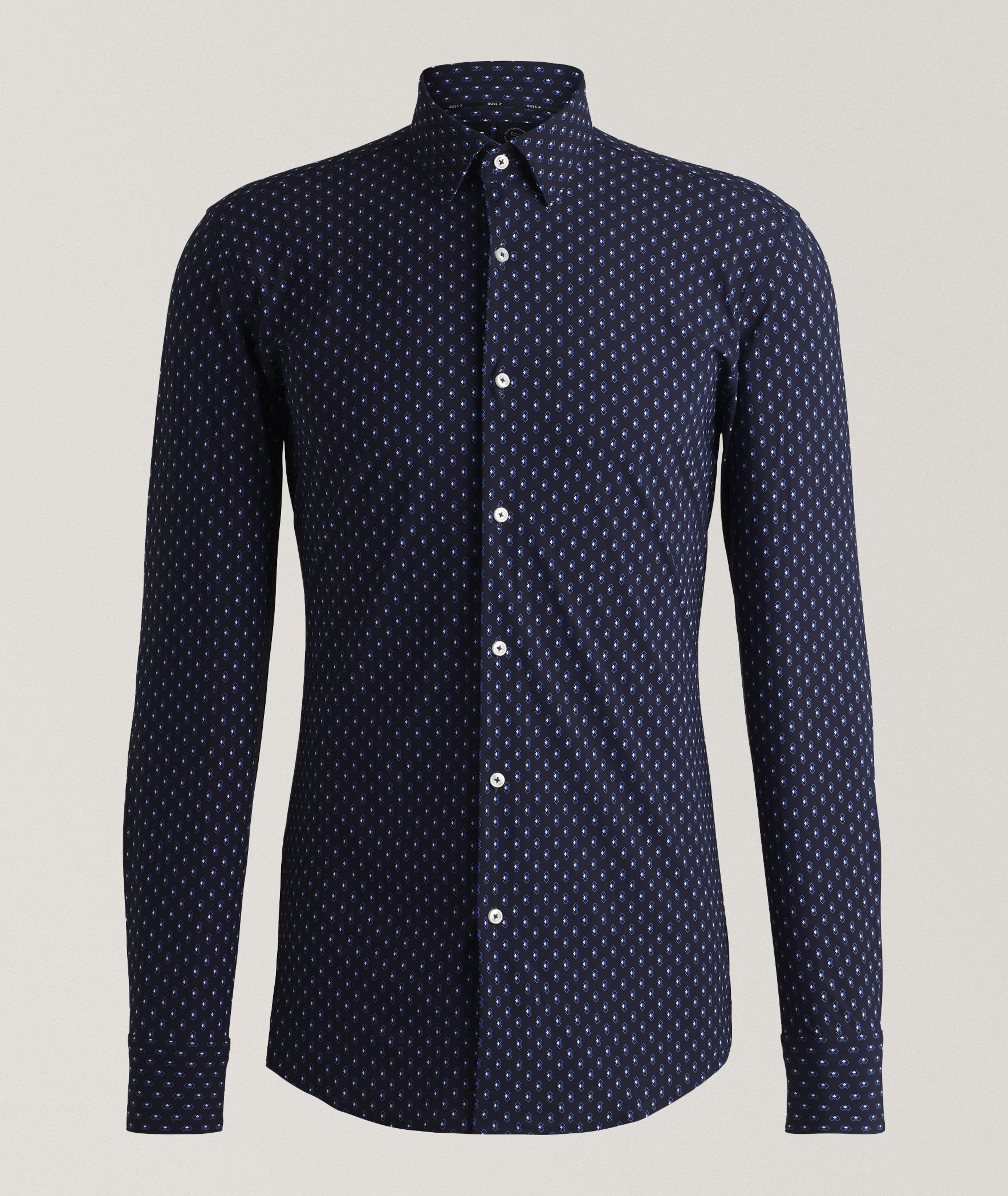 BOSS Chemise Habillée Hank En Tissu Extensible En Bleu , Taille Homme 14.5