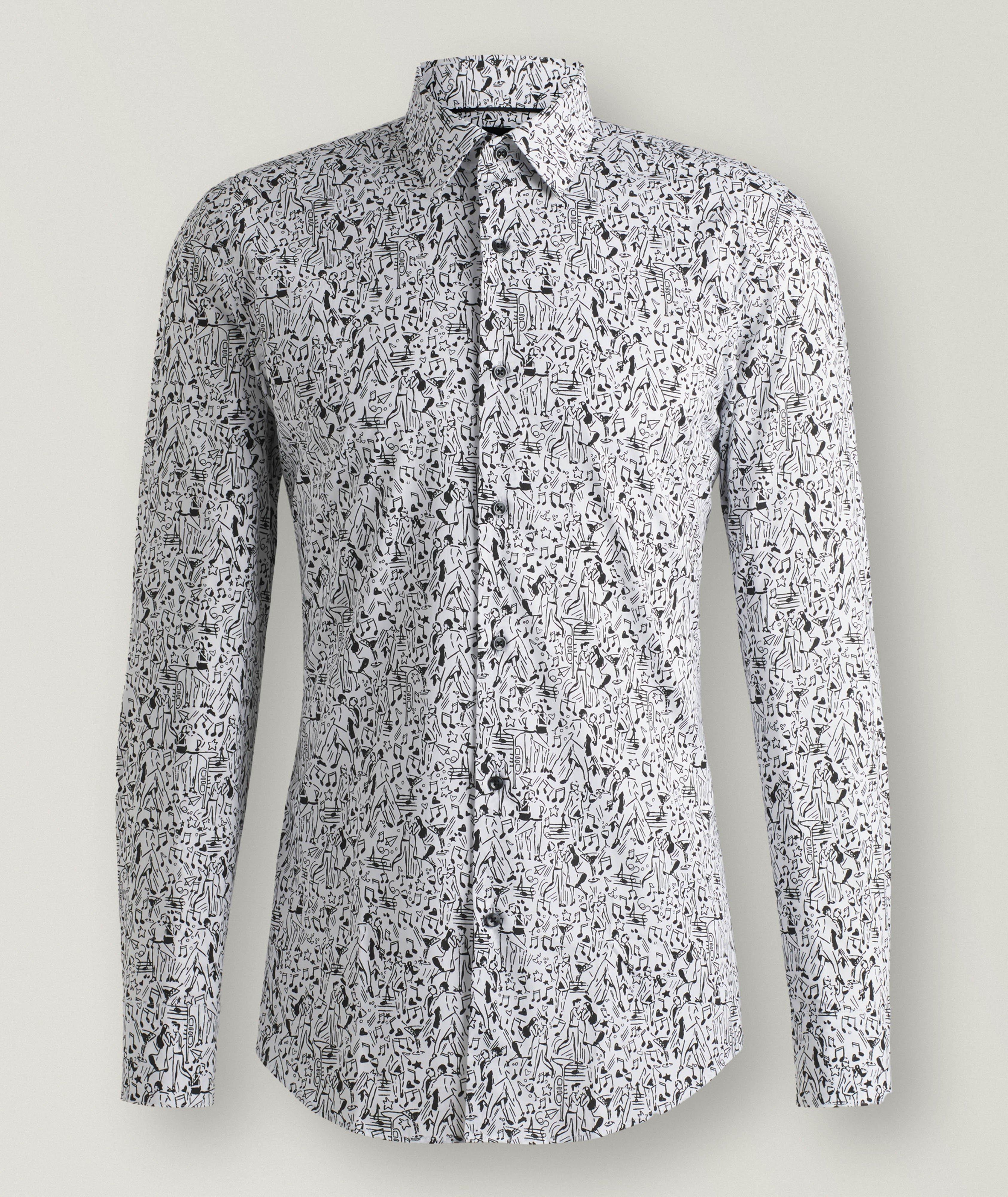 BOSS Chemise Décontractée À Motif En Blanc , Taille Homme 15