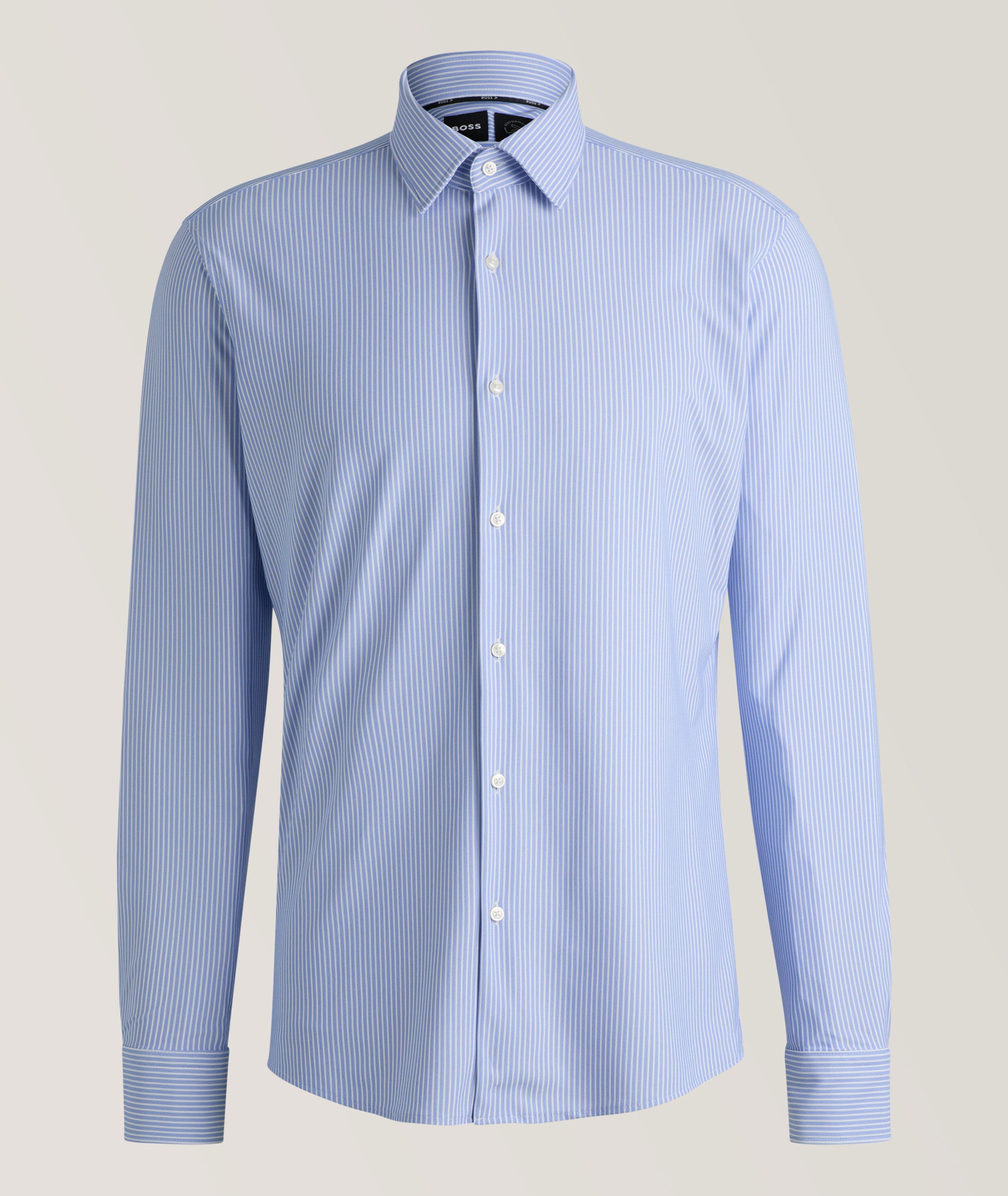 BOSS Chemise Décontractée À Rayures En Bleu , Taille Homme 16