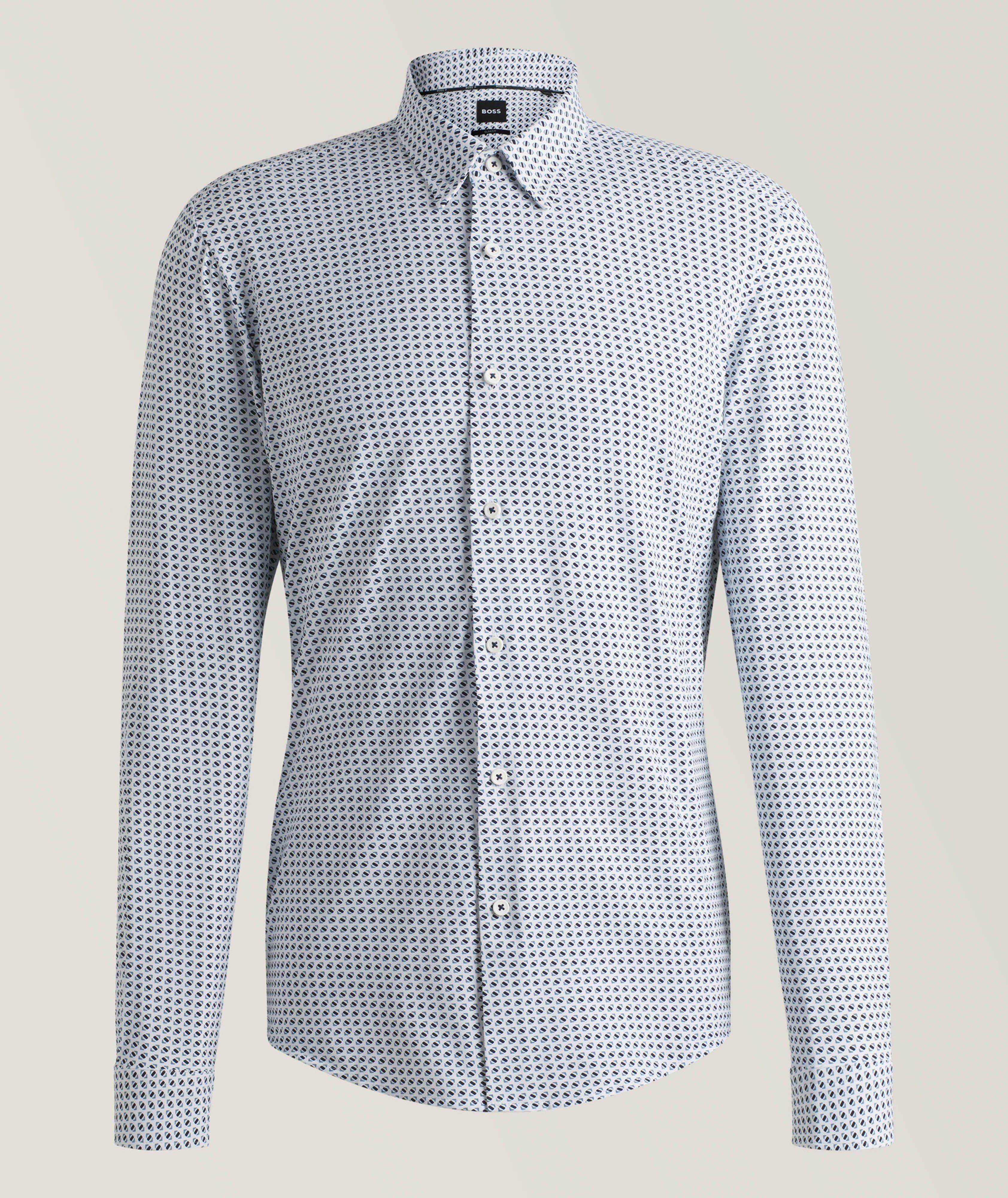 BOSS Chemise Décontractée Roan En Tissu Technique Extensible En Bleu , Taille Homme Moyen