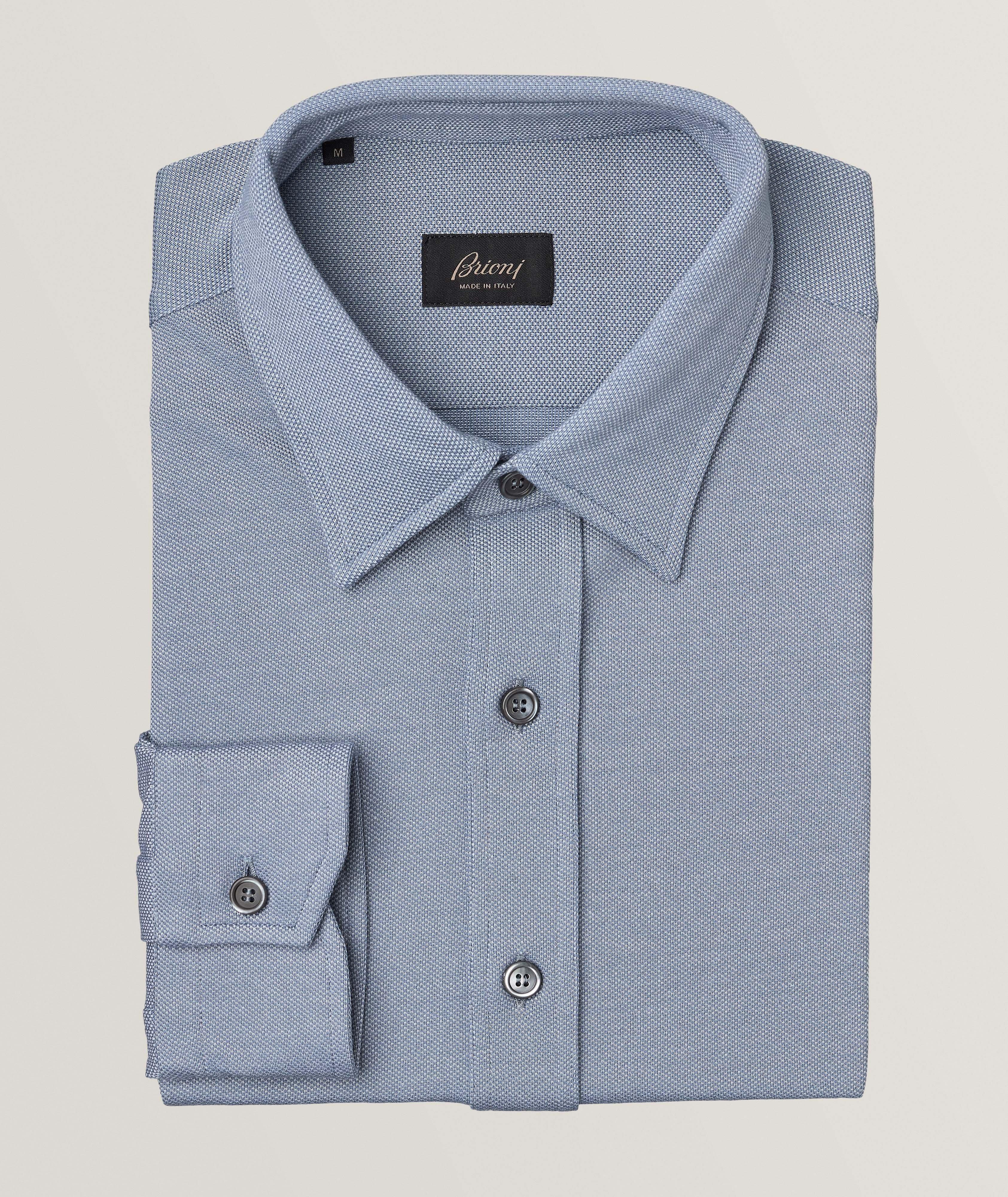 Brioni Chemise Décontractée En Coton À Petit Motif En Bleu , Taille Homme Grand