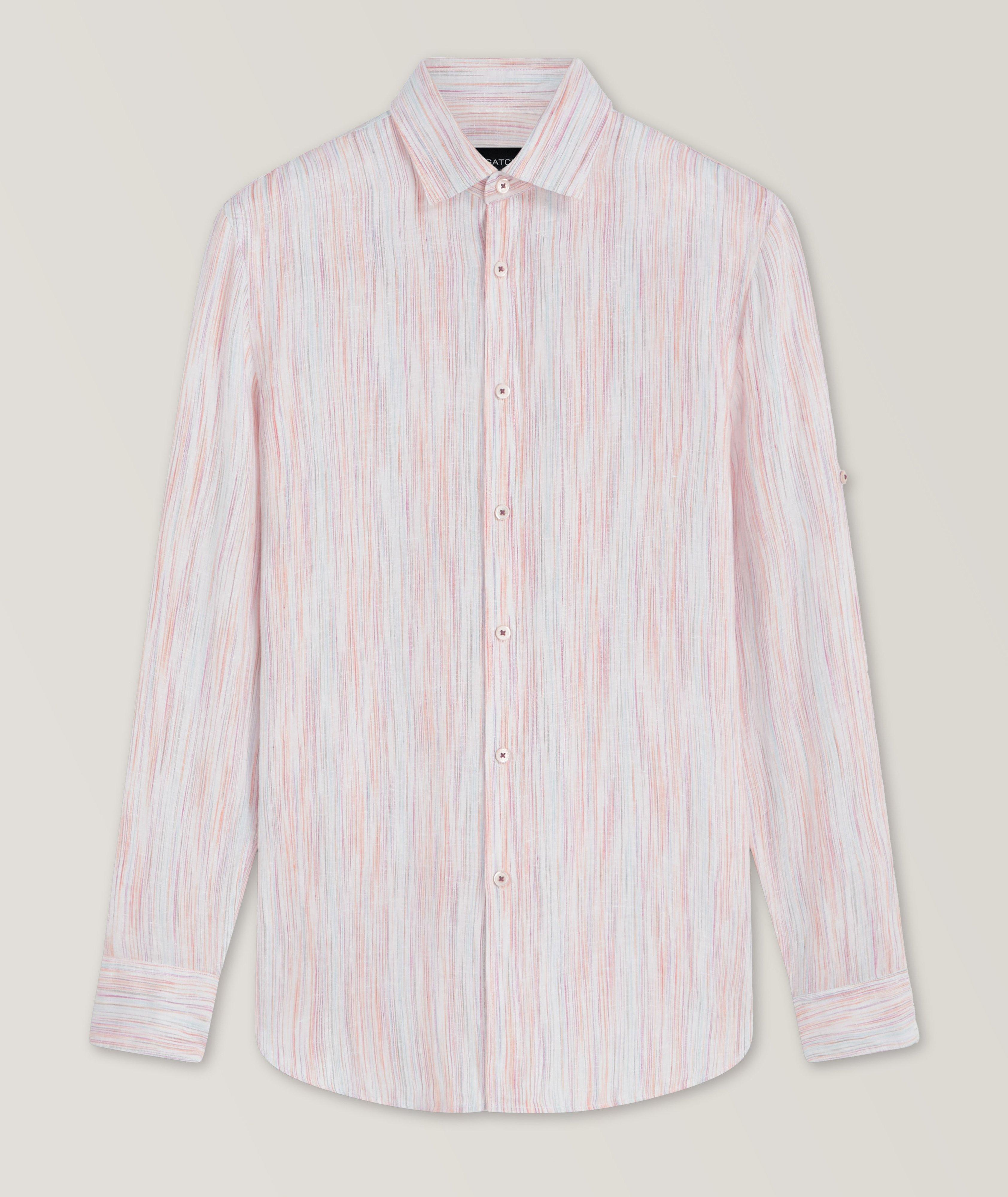 Julian Chalk Stripe Linen Sport Shirt image 0