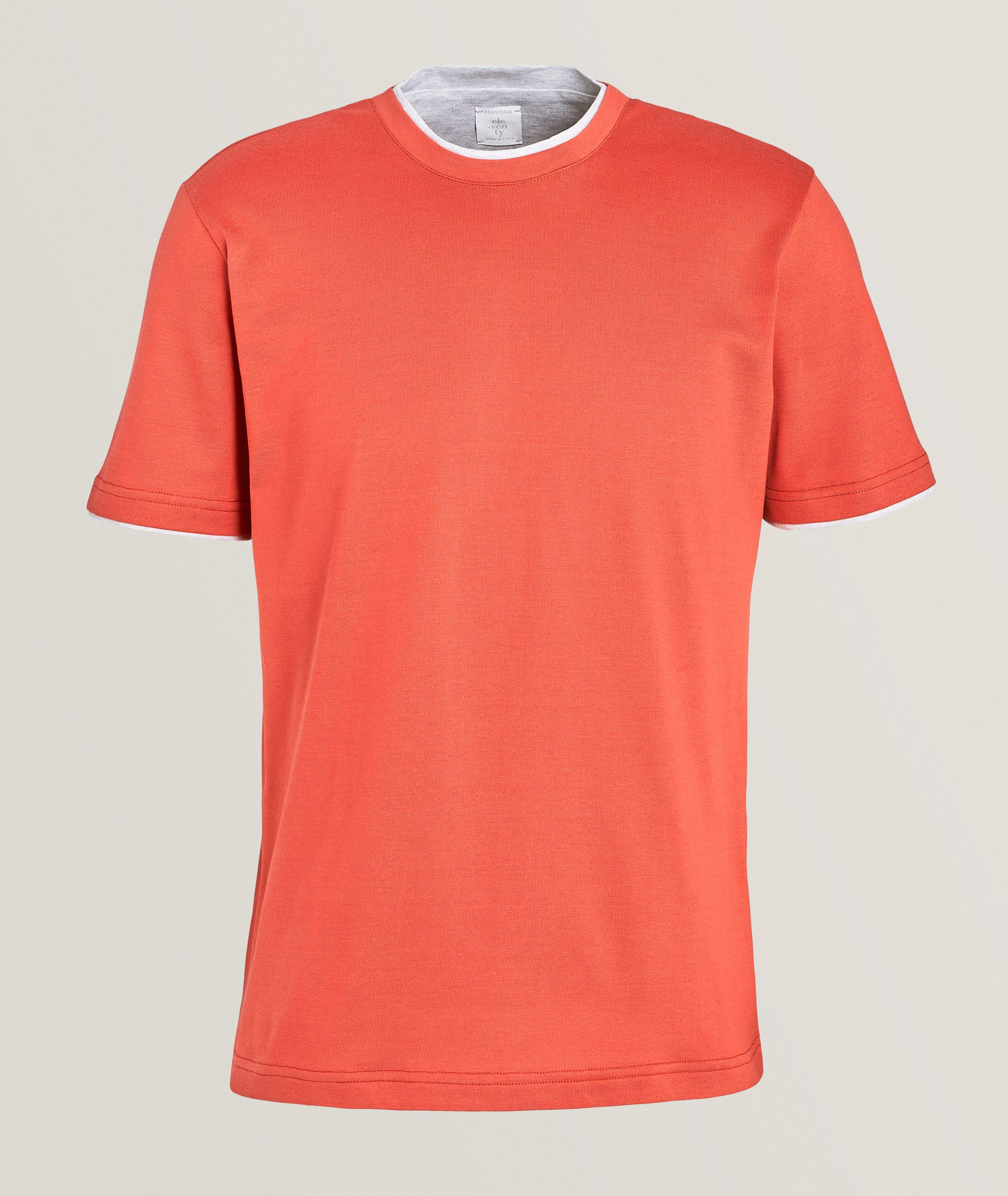 Eleventy T-Shirt En Coton, Collection Platine En Rouge , Taille Homme TTG