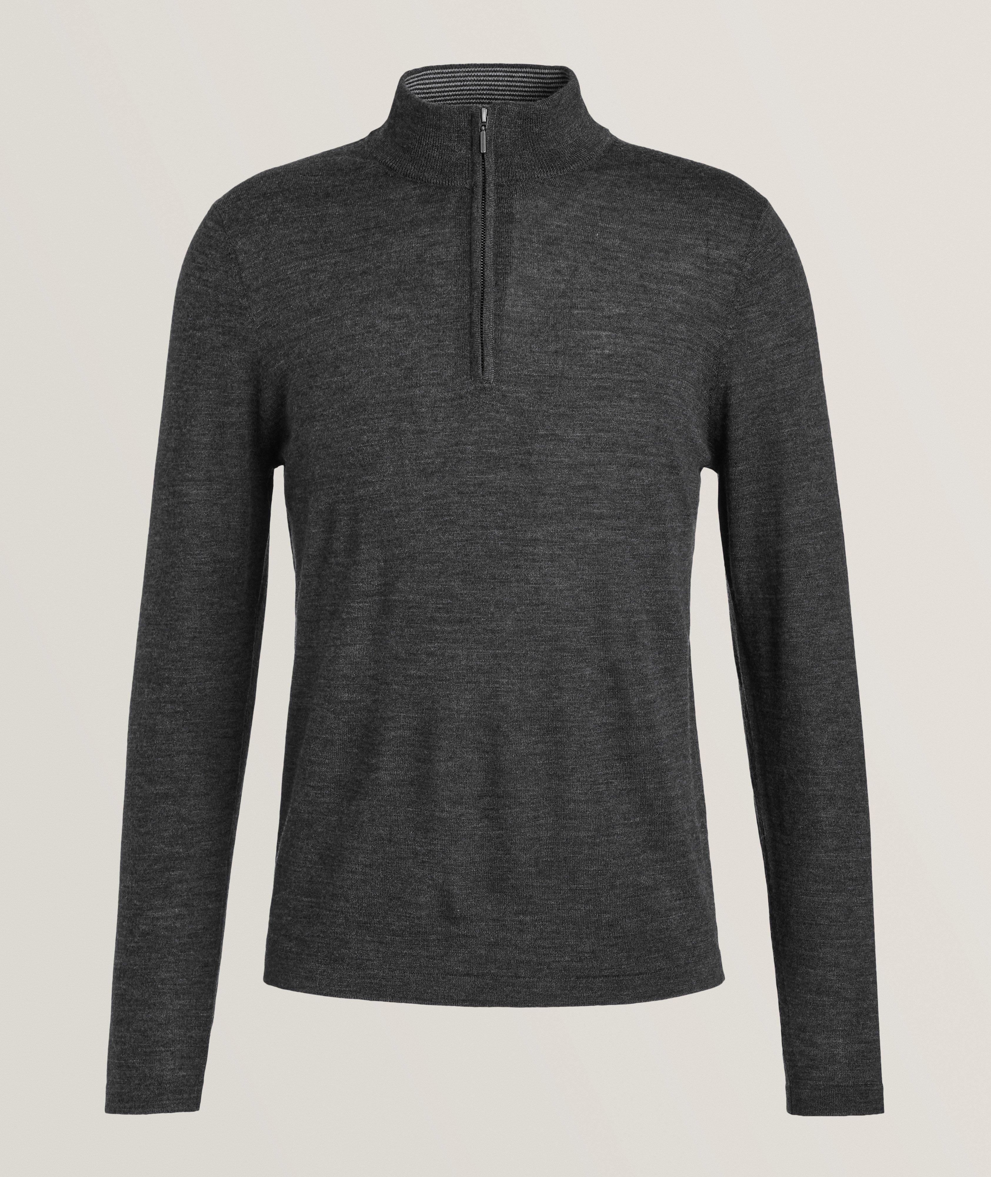 Patrick Assaraf Pull en laine mérinos extrafine à glissière partielle
