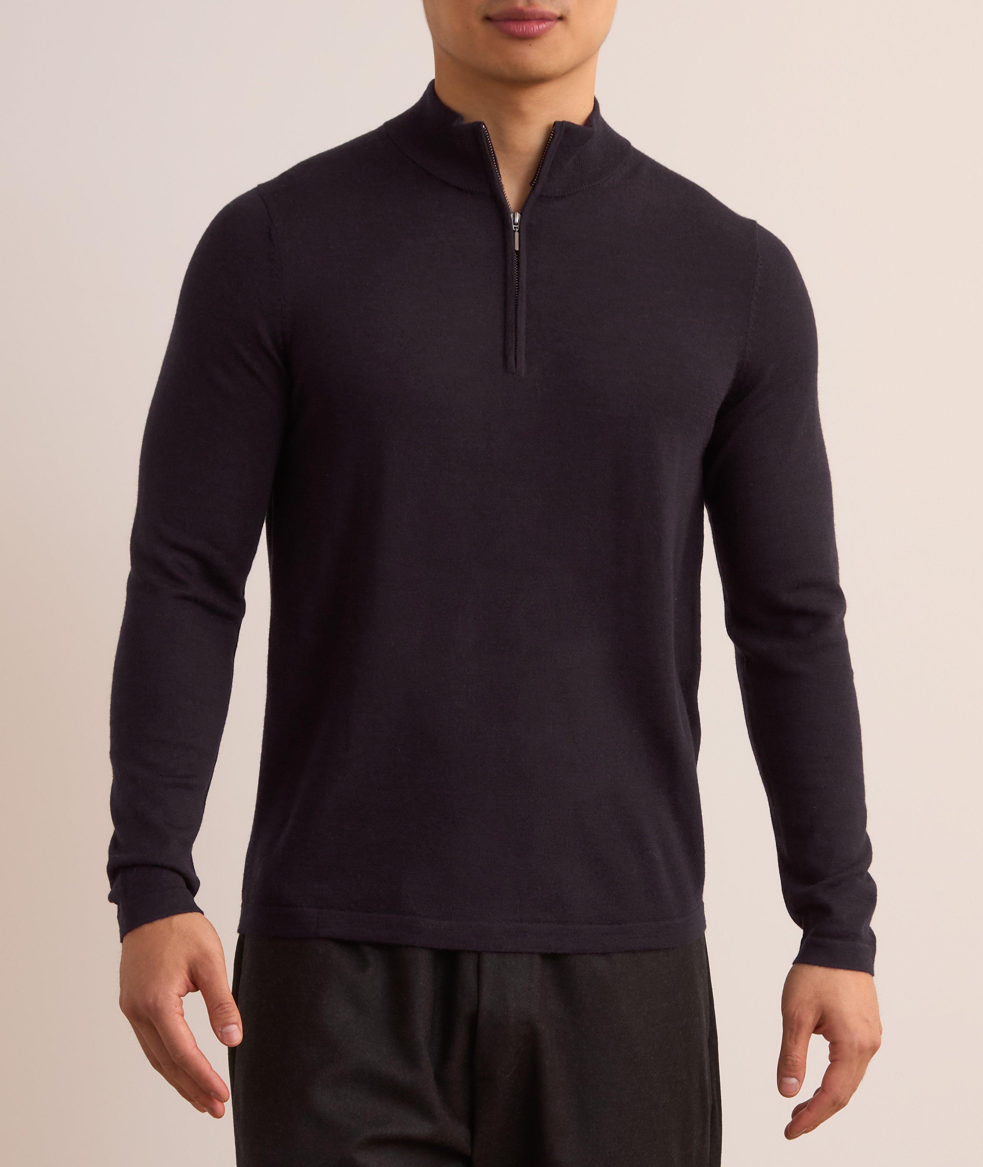 Pull en laine mérinos extrafine à glissière partielle image 1