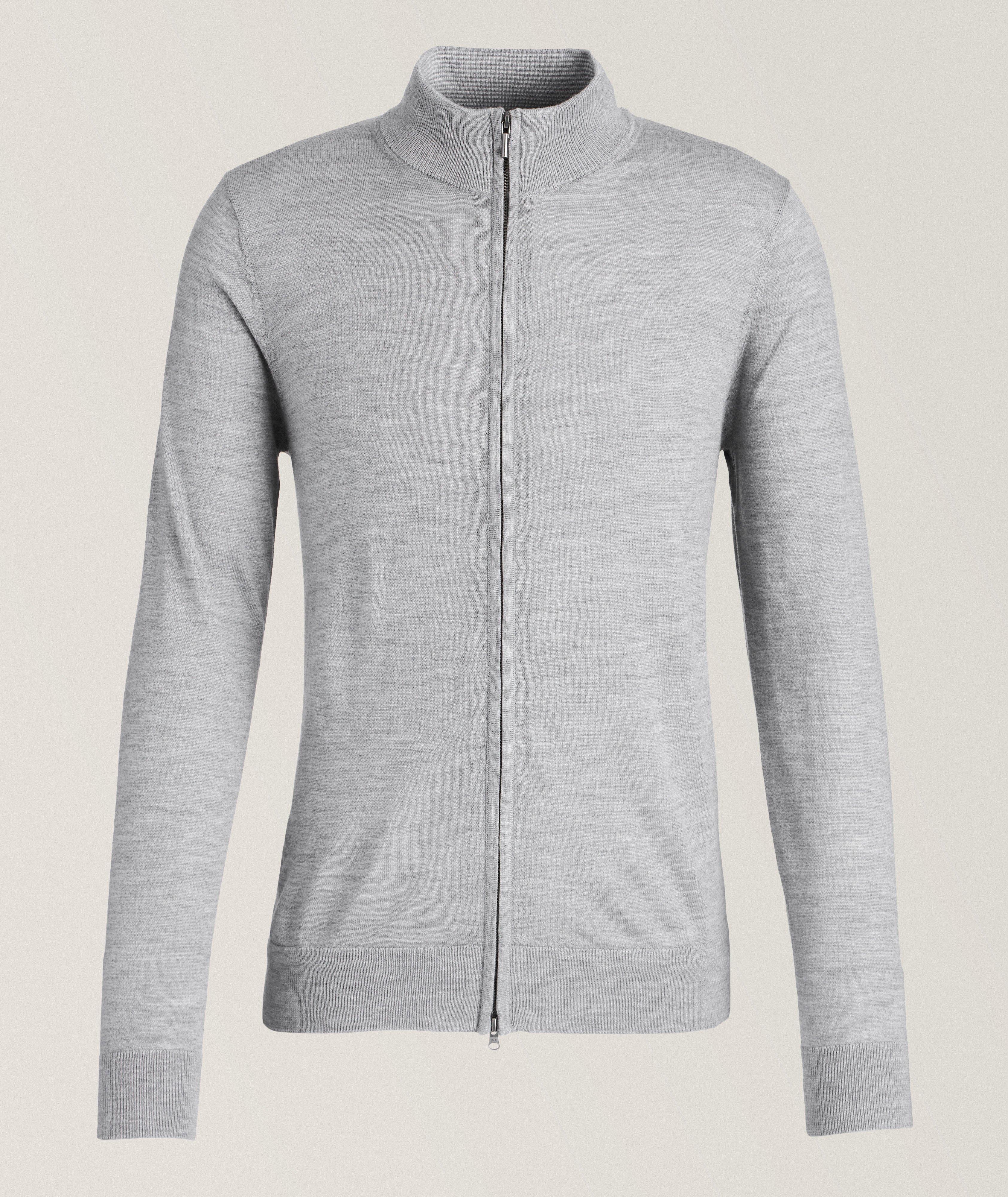 Patrick Assaraf Pull En Laine Mérinos À Glissière En Gris , Taille Homme Petit