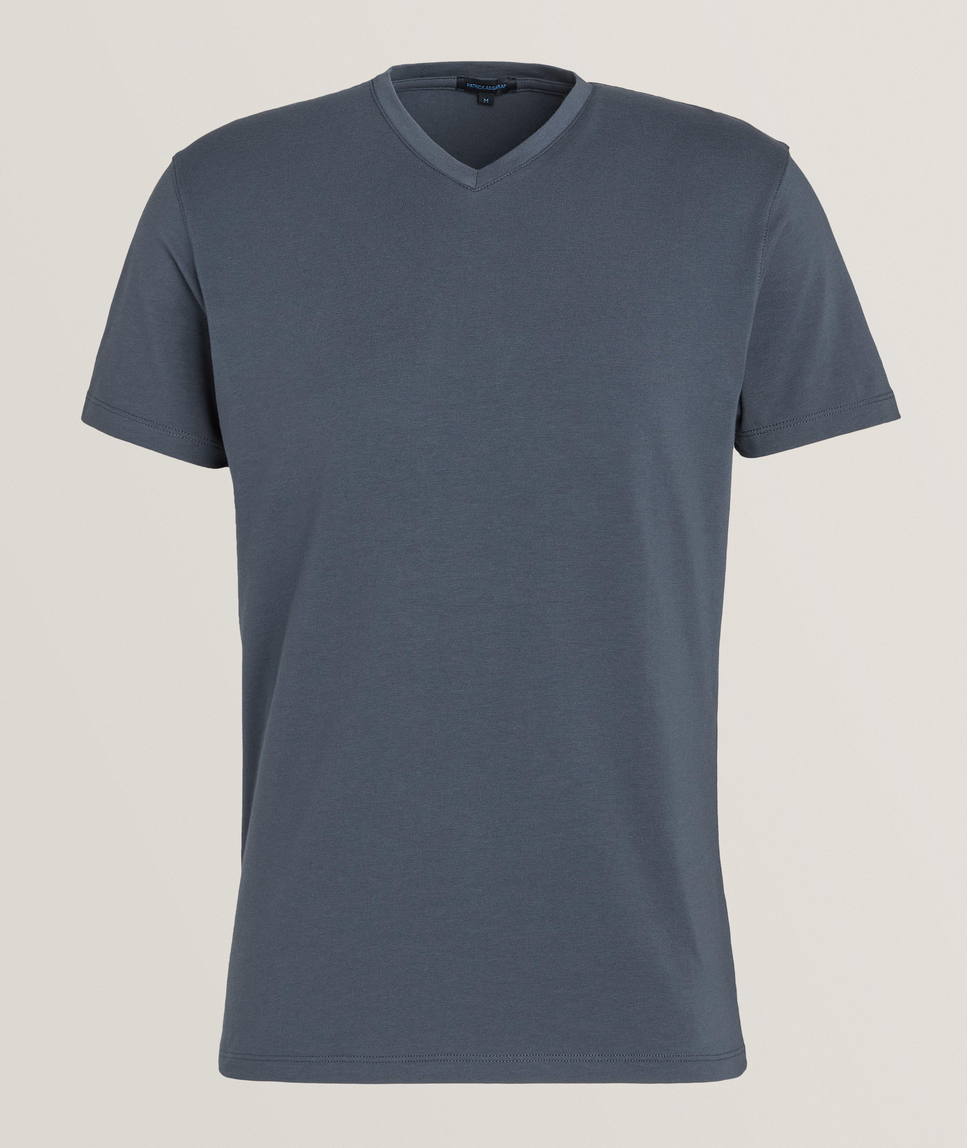 Patrick Assaraf T-Shirt En Coton Pima Extensible En Gris , Taille Homme Petit