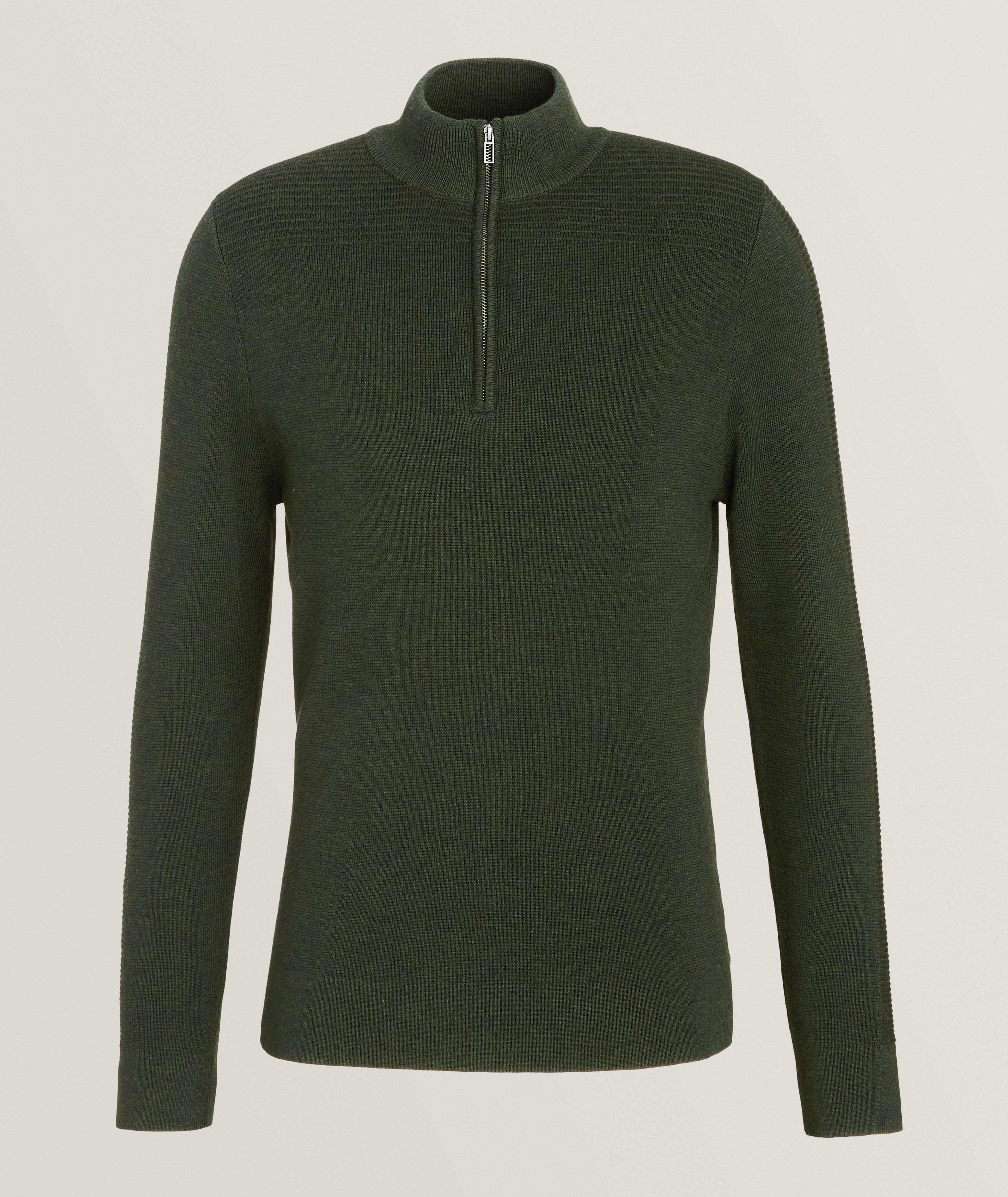 Patrick Assaraf Pull En Tricot Ottoman De Laine Mérinos Extrafine En Vert , Taille Homme TG