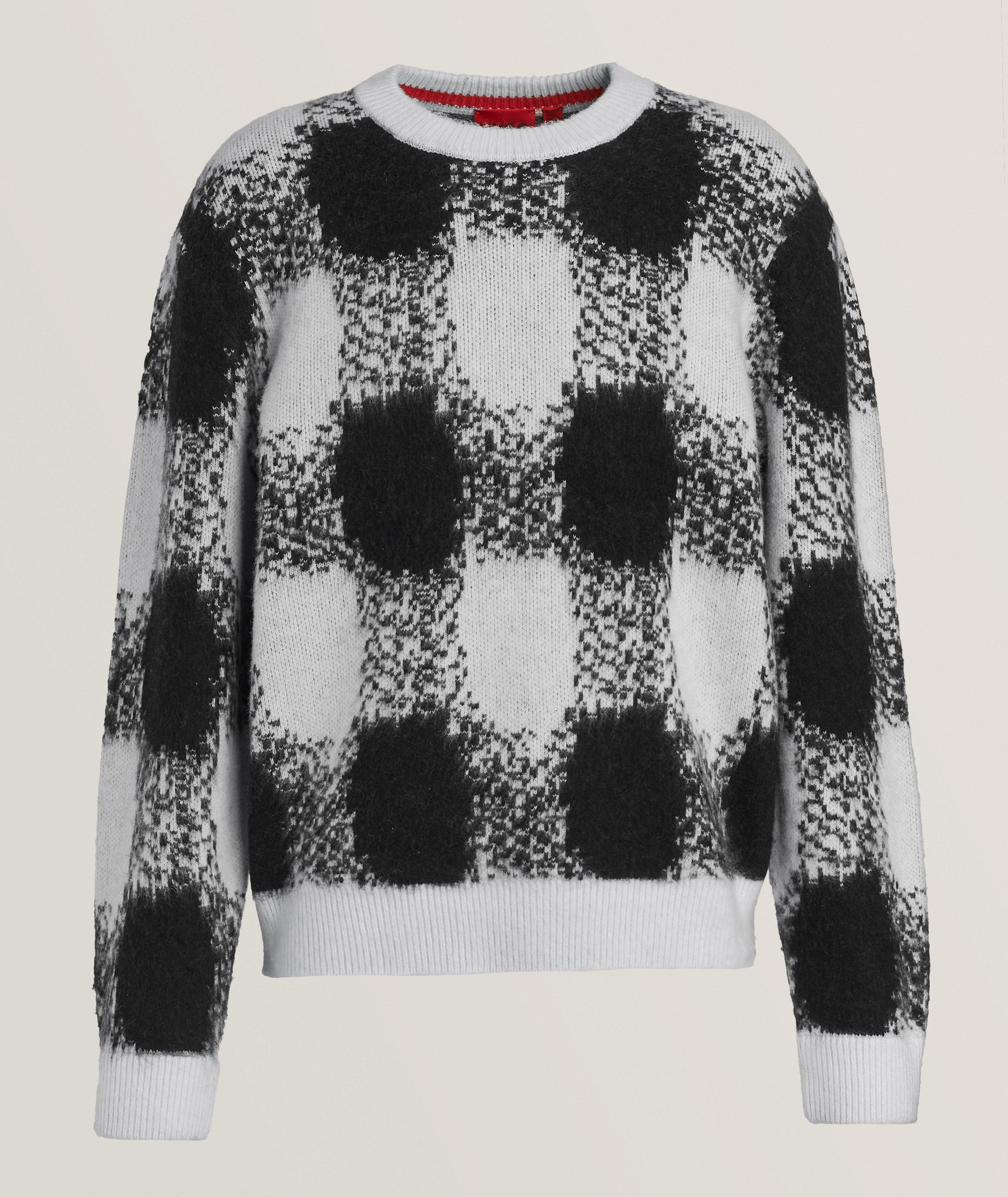 HUGO Check Wool-Blend Sweater 