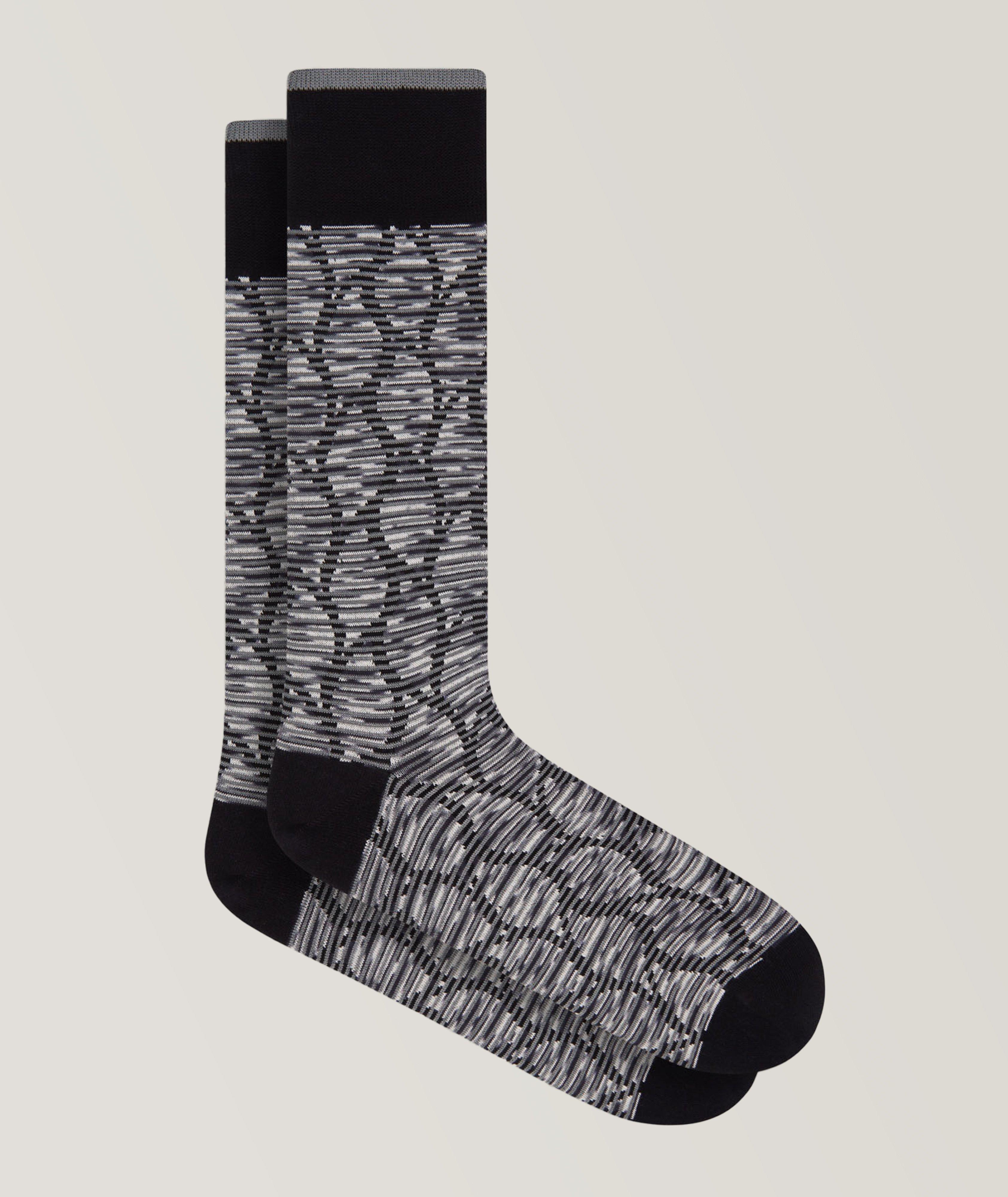 Squiggle Line Stretch-Cotton Socks