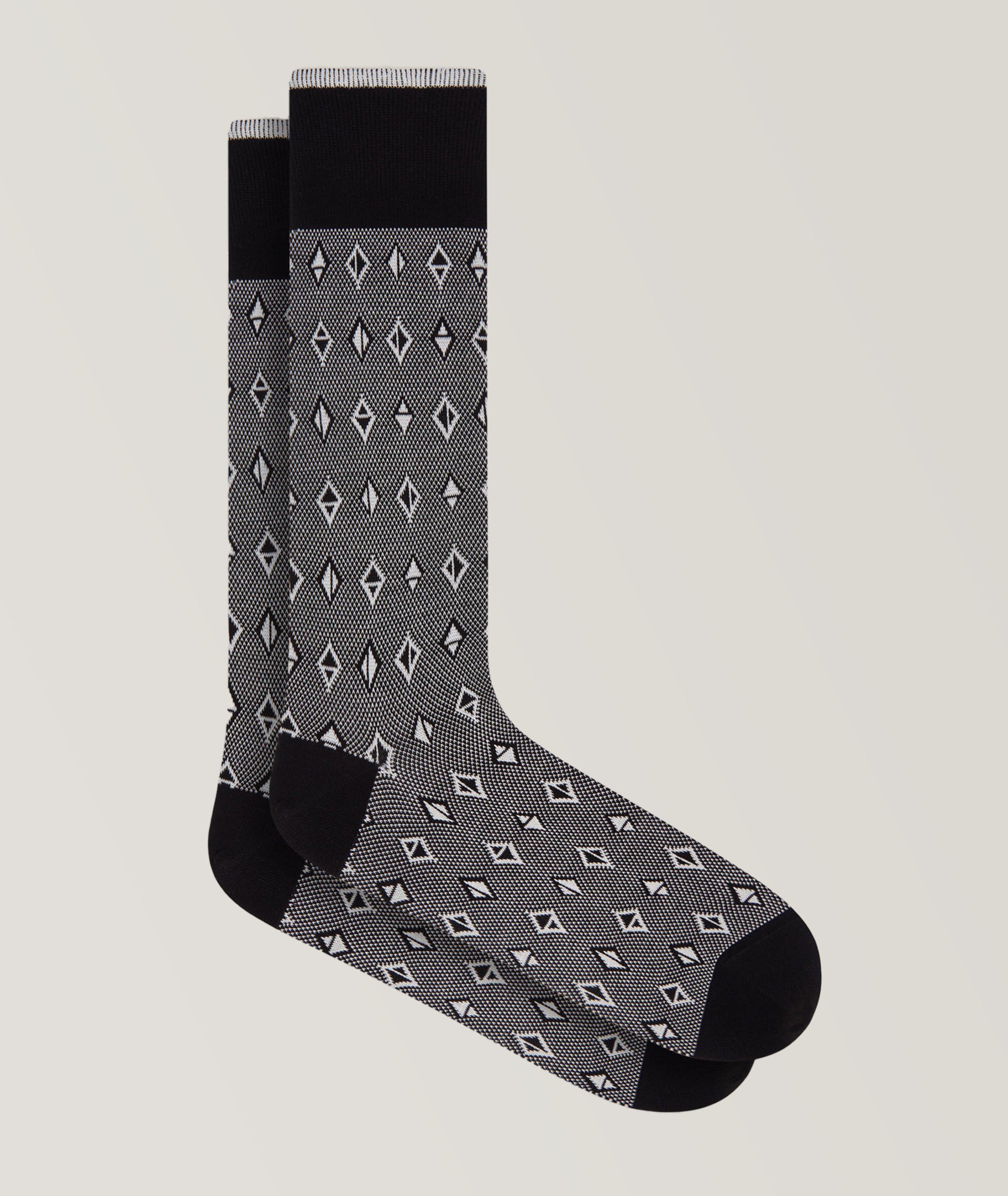 Medallion Stretch-Cotton Socks