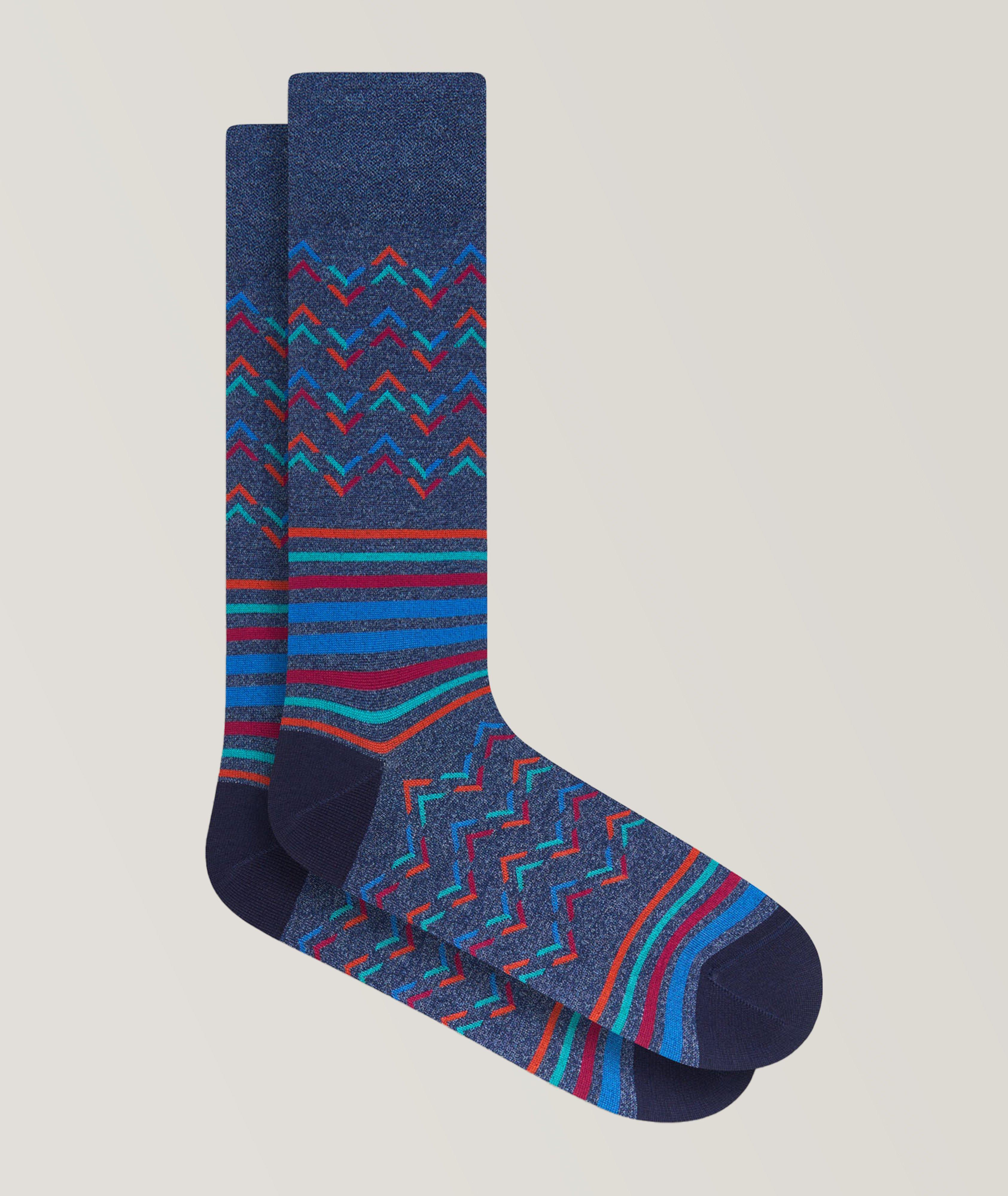 Zigzag Stripe Stretch-Cotton Socks