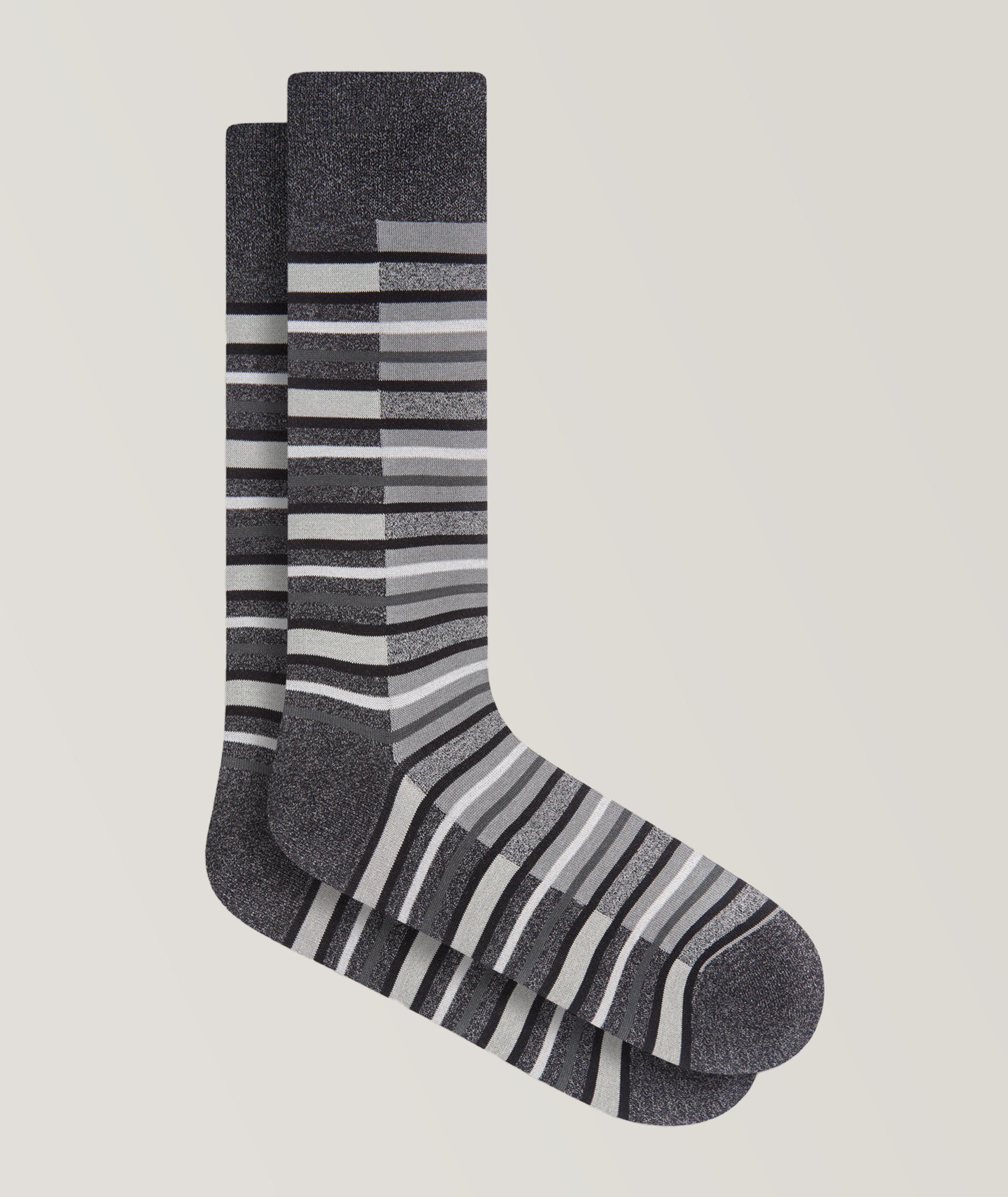 Stripe Two-Tone Stretch-Cotton Socks