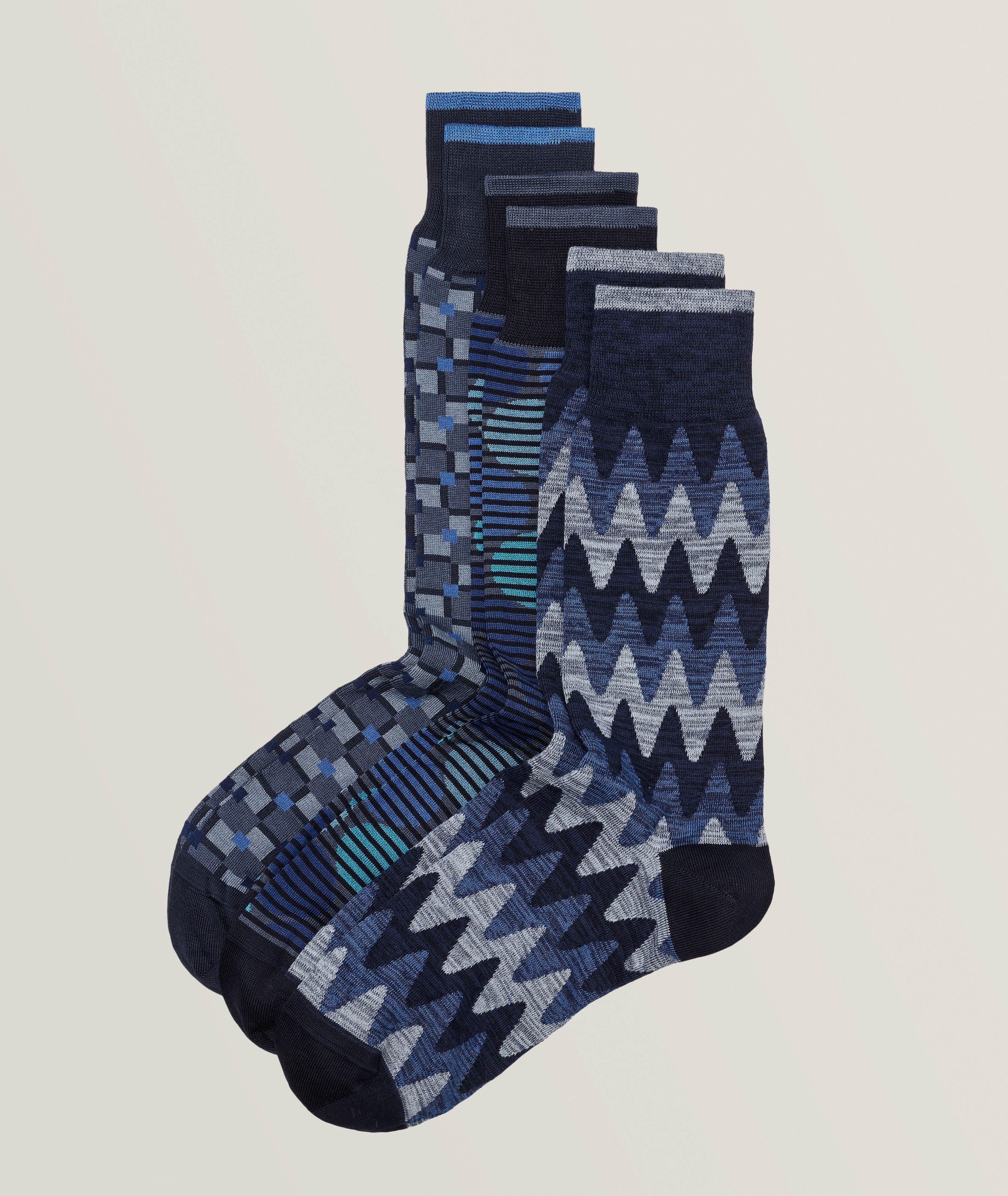 Zigzag Stretch-Cotton Socks