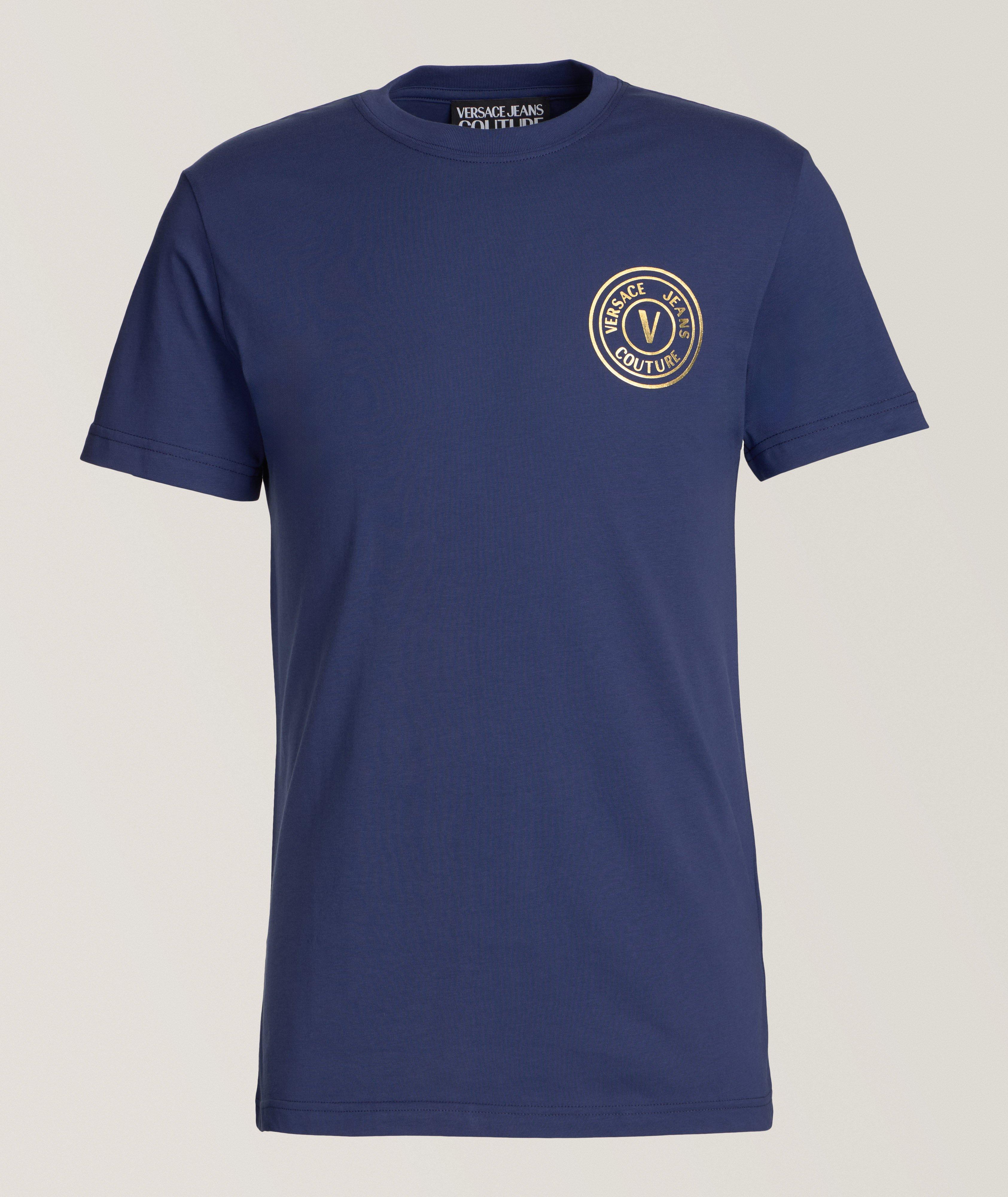 Versace Jeans Couture T-Shirt En Coton Avec Logo En Bleu , Taille Homme TTG