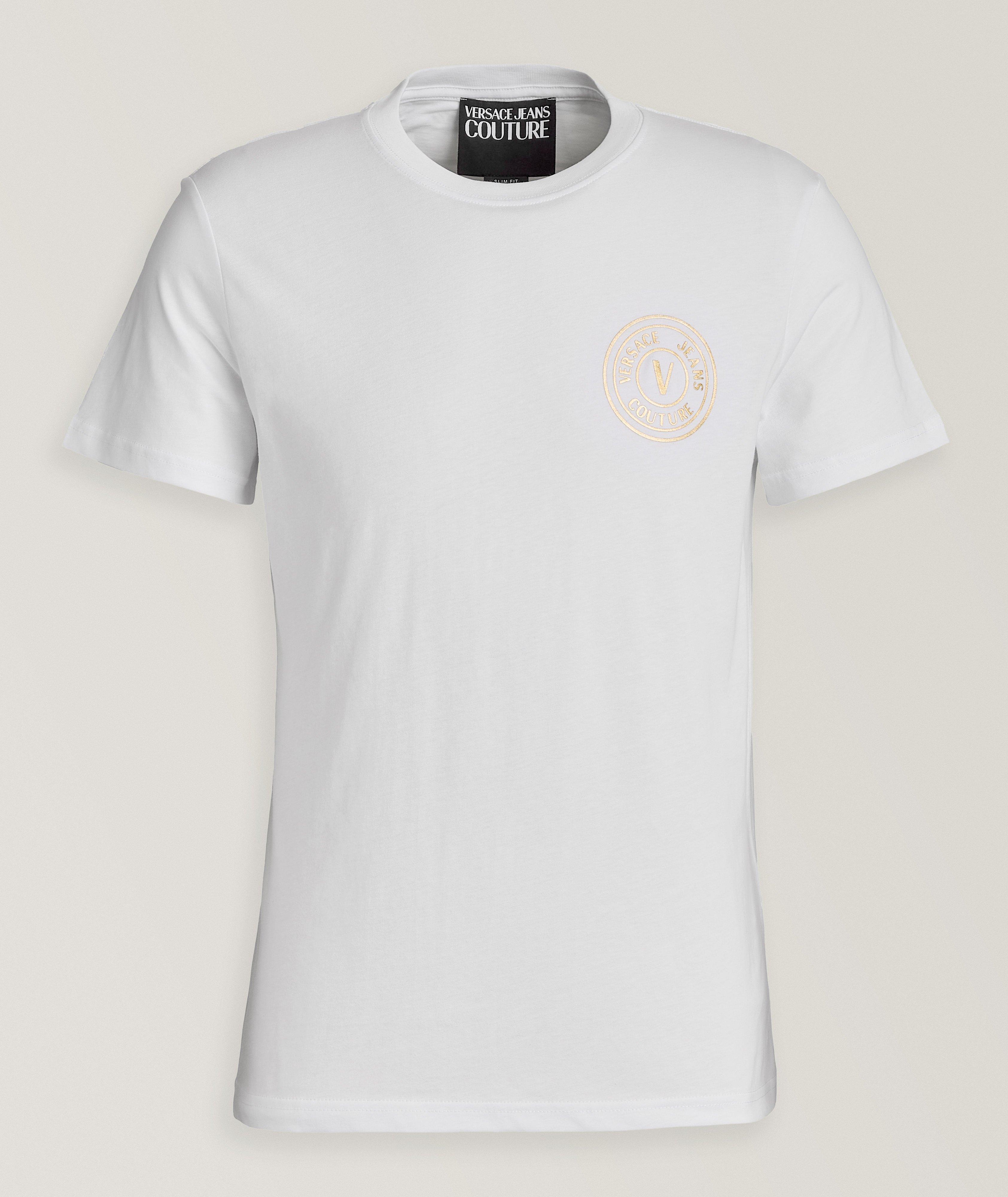 Versace Jeans Couture T-Shirt En Coton Avec Emblème De Marque En Blanc , Taille Homme TTTG