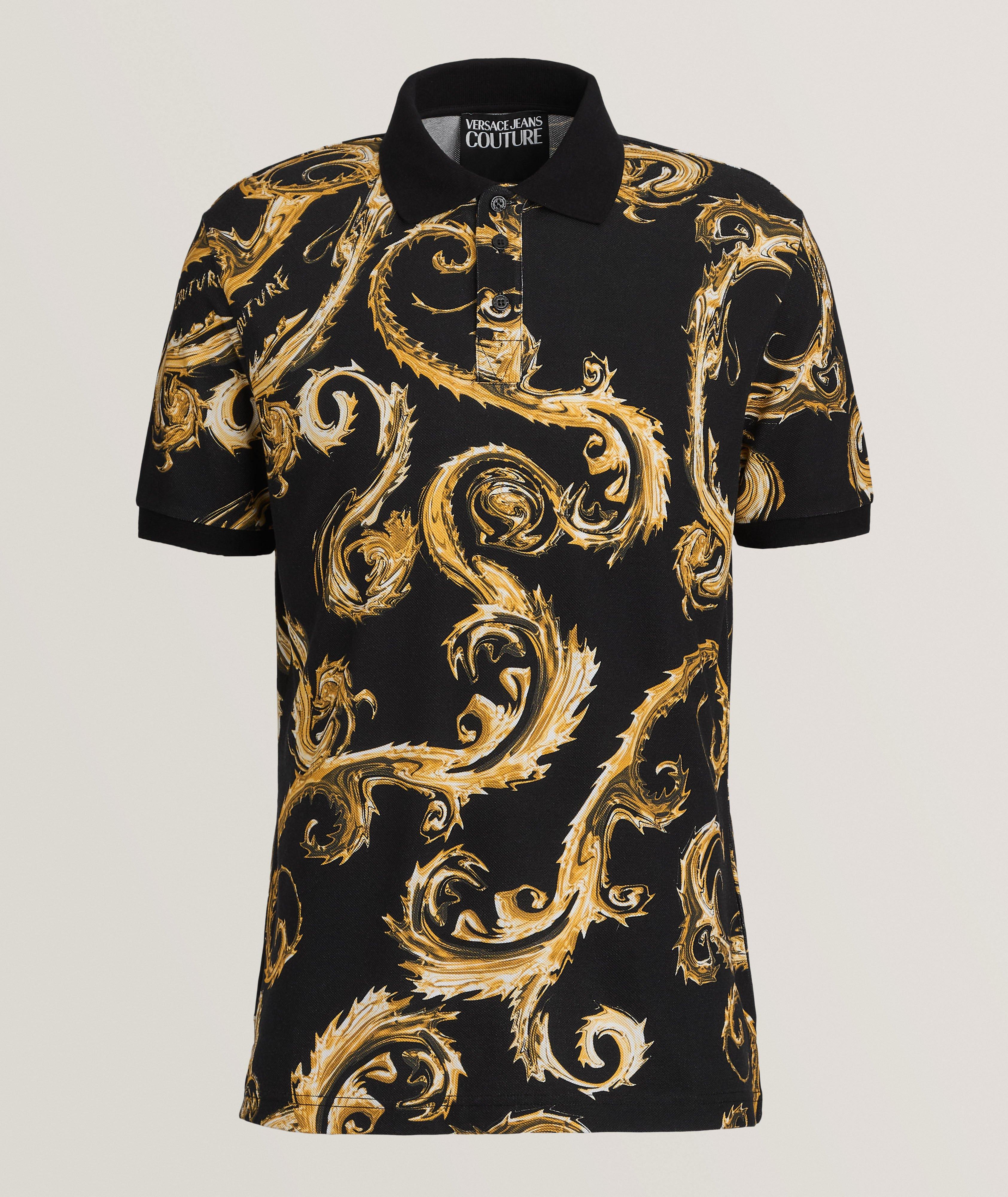 Versace Jeans Couture Polo En Coton À Motif Baroque En Noir , Taille Homme TTG