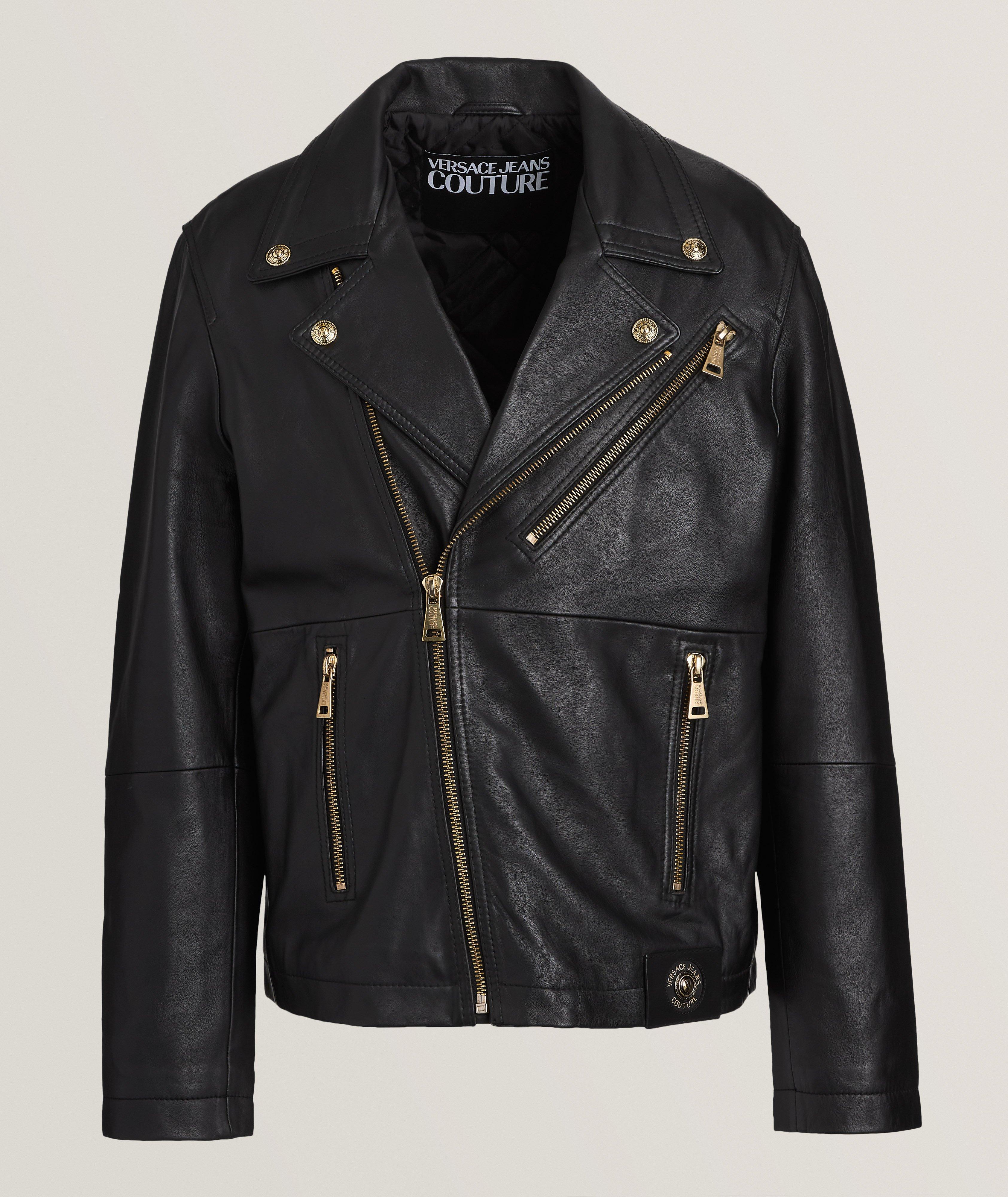 Versace Jeans Couture Blouson De Style Moto En Faux Cuir En Noir , Taille Homme 50