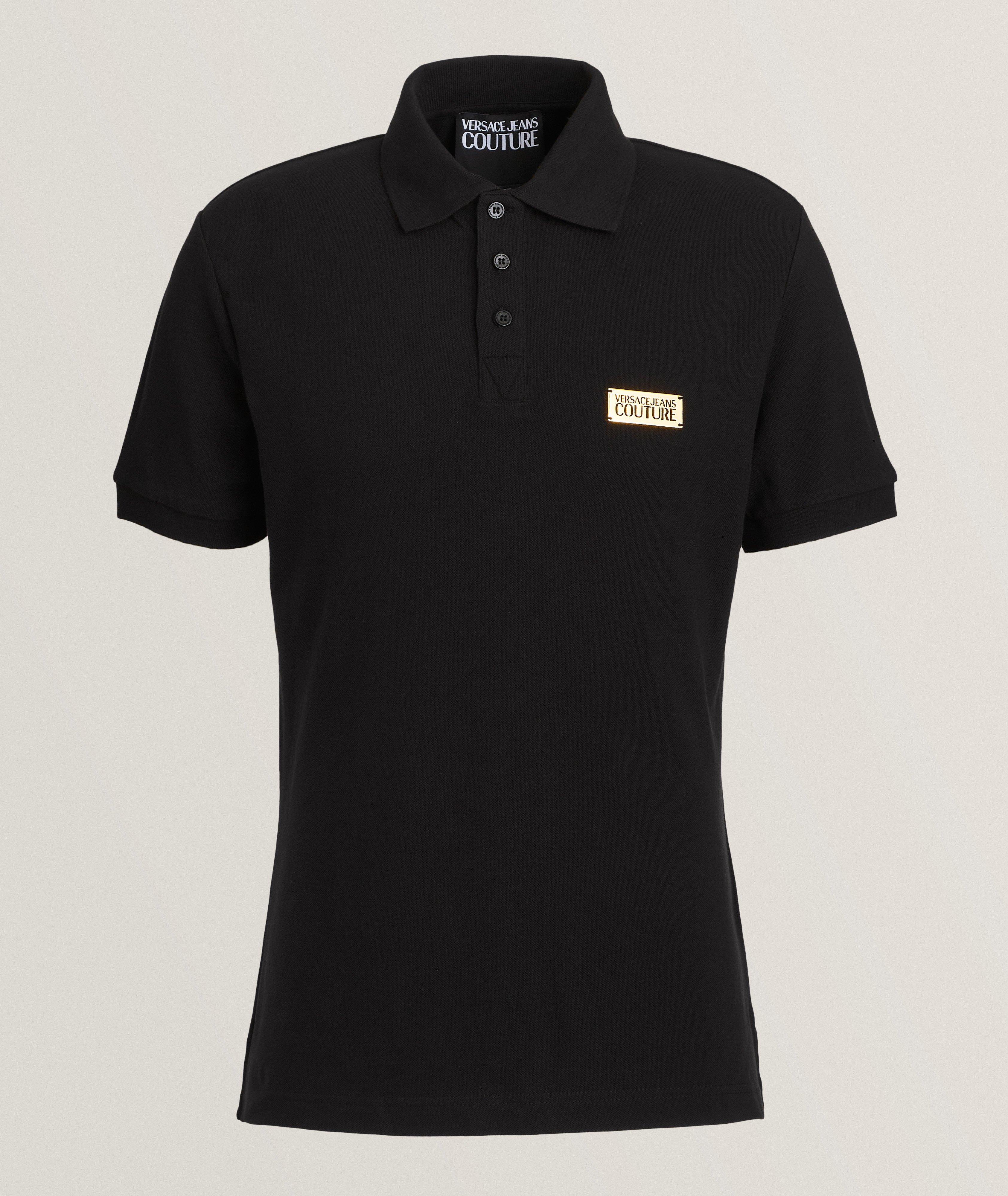 Versace Jeans Couture Polo En Piqué De Coton En Noir , Taille Homme Grand