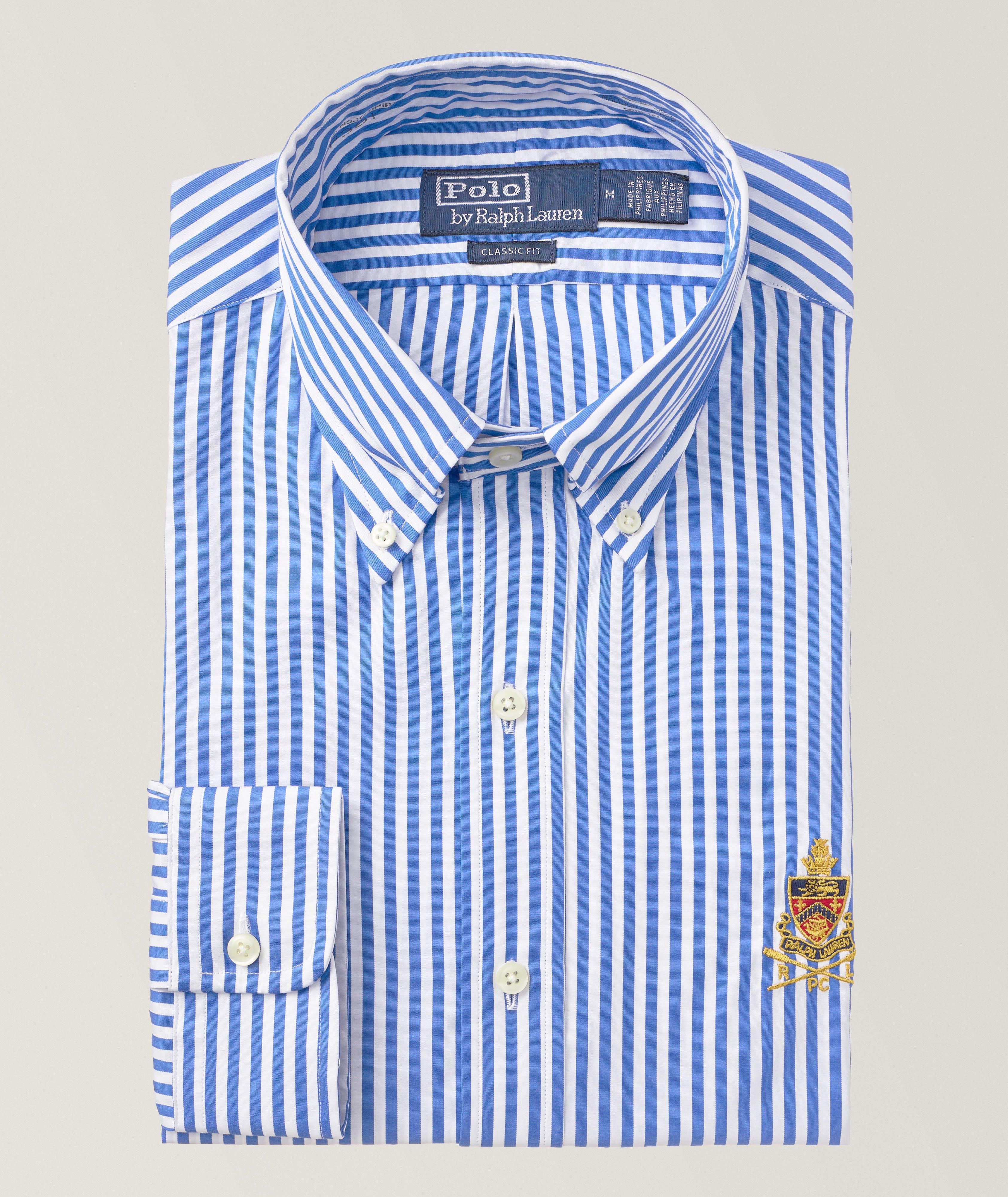 Polo Ralph Lauren Chemise En Popeline Avec Emblème Brodé En Bleu , Taille Homme Grand