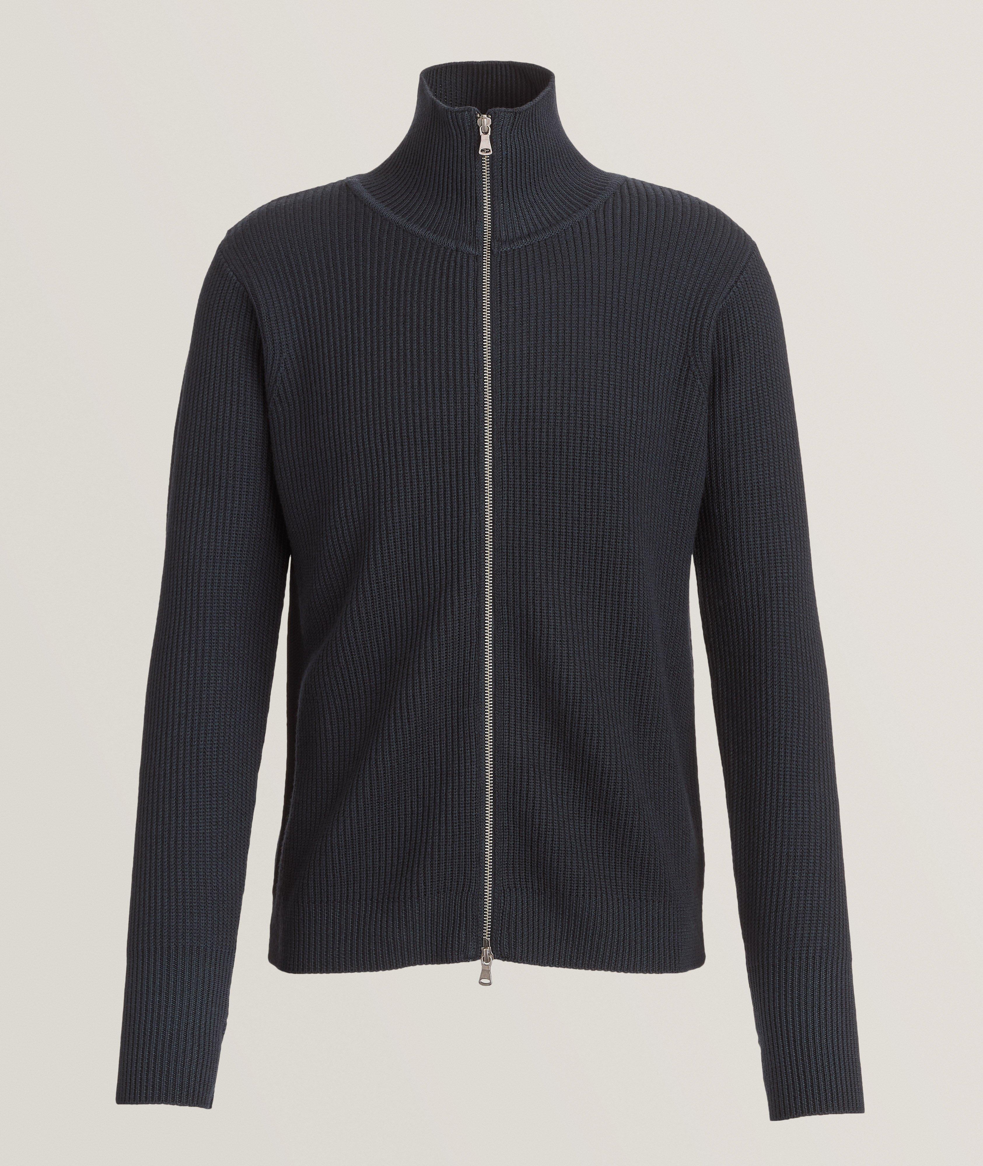 Full-Zip Mock Neck Sweater