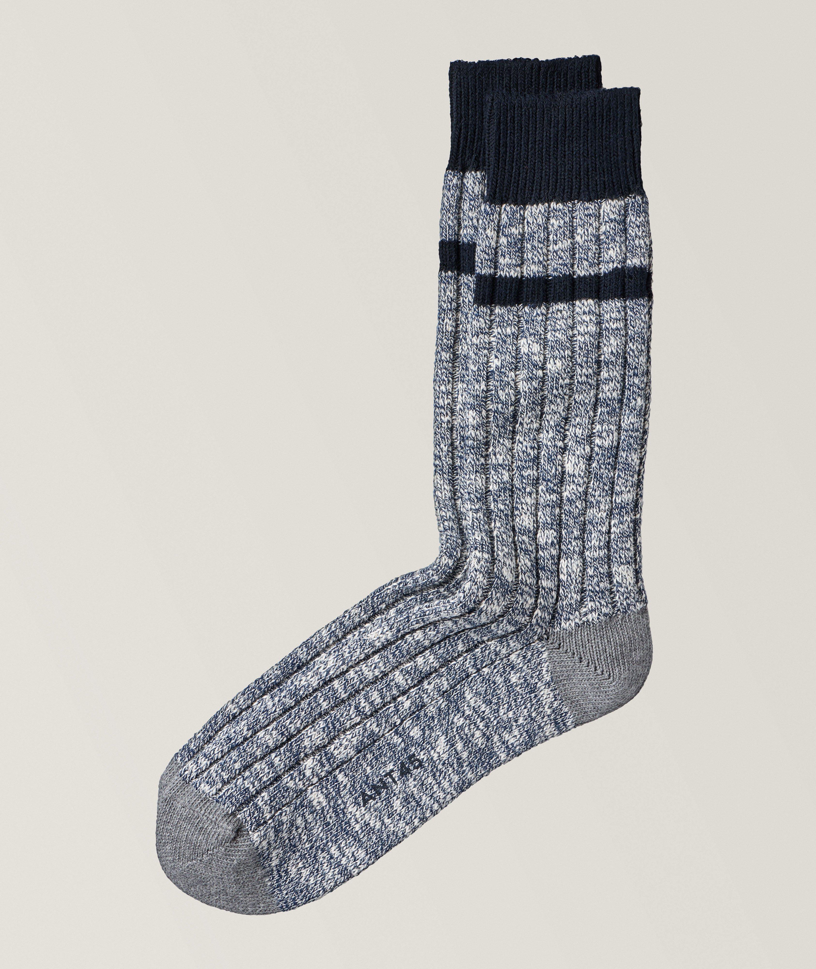 Ant45 Chaussettes Jura En Tricot Torsadé De Coton En Bleu