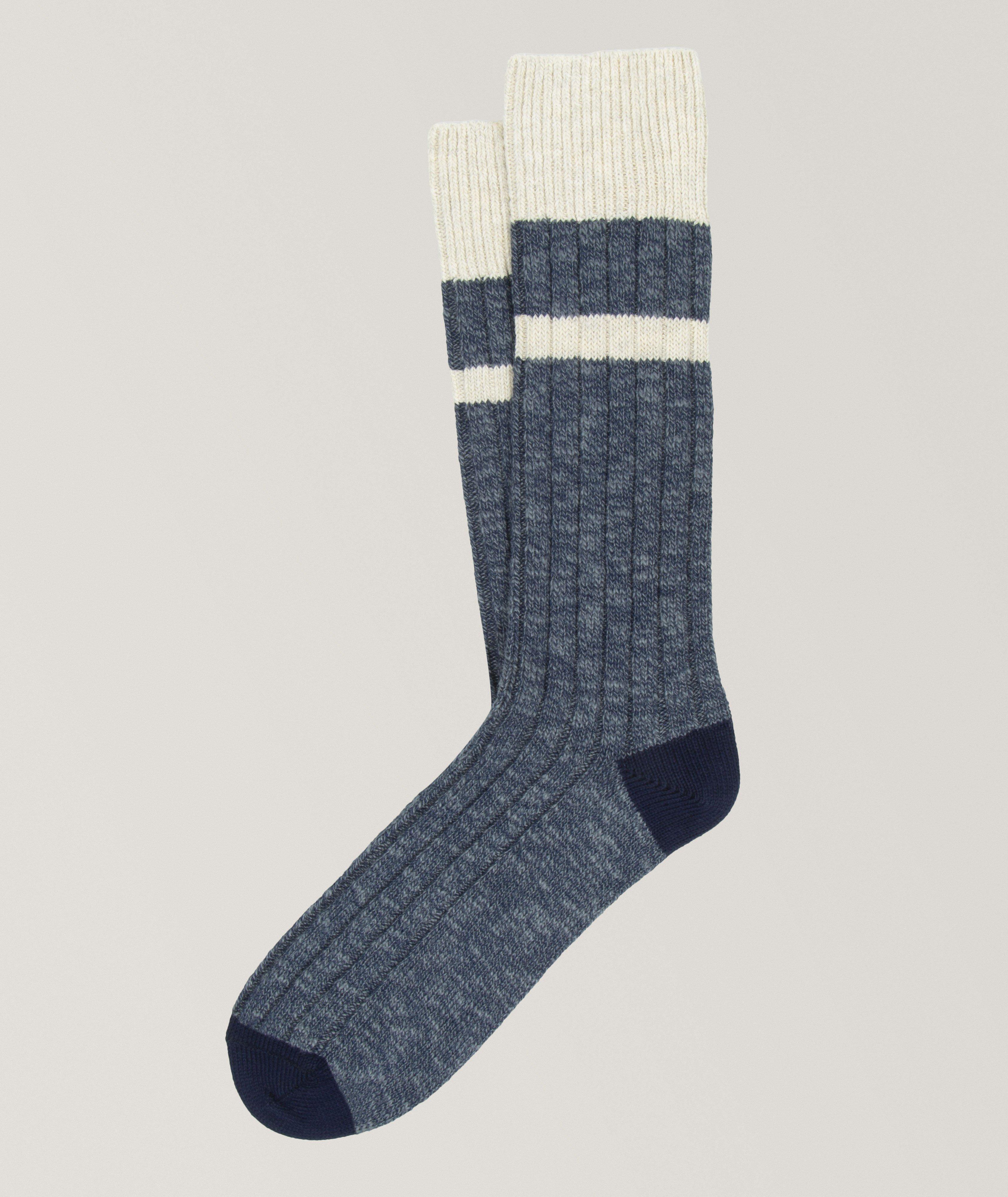 Cotton Bordeaux Web Stripe Socks