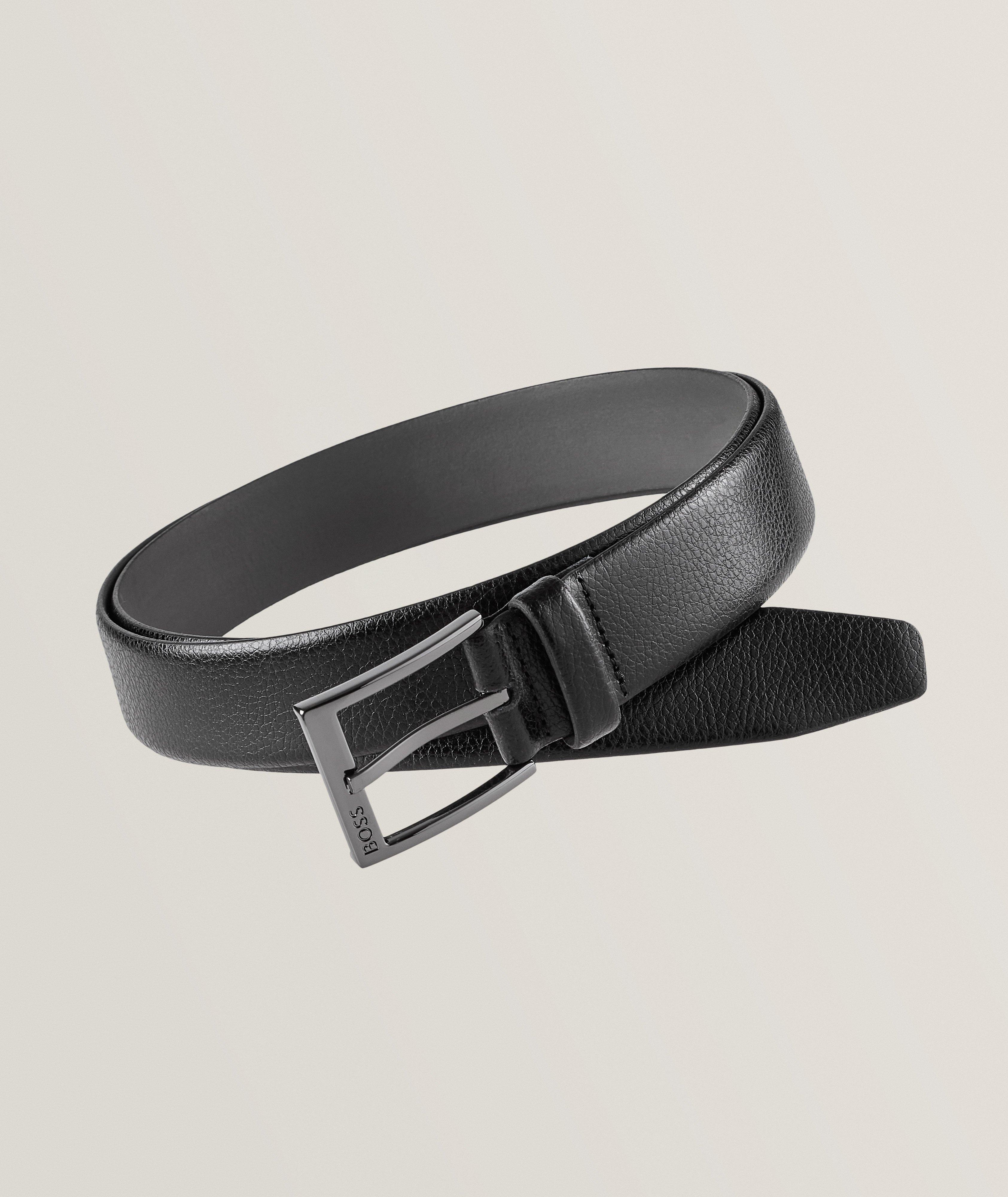 Hugo Boss Ceinture Elloy En Cuir Grenu En Noir , Taille Homme 40