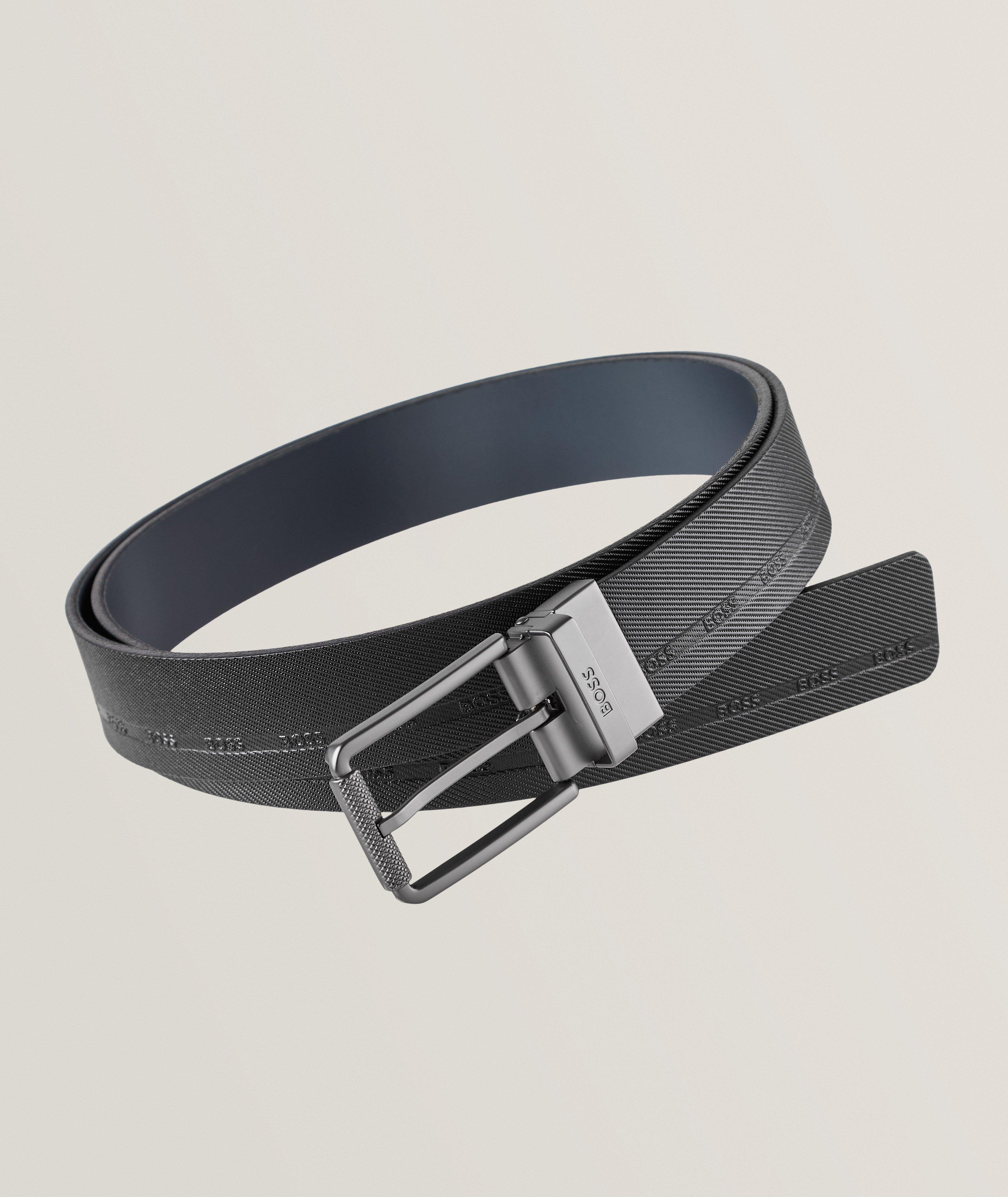 Tintin Leather Logo Print Belt