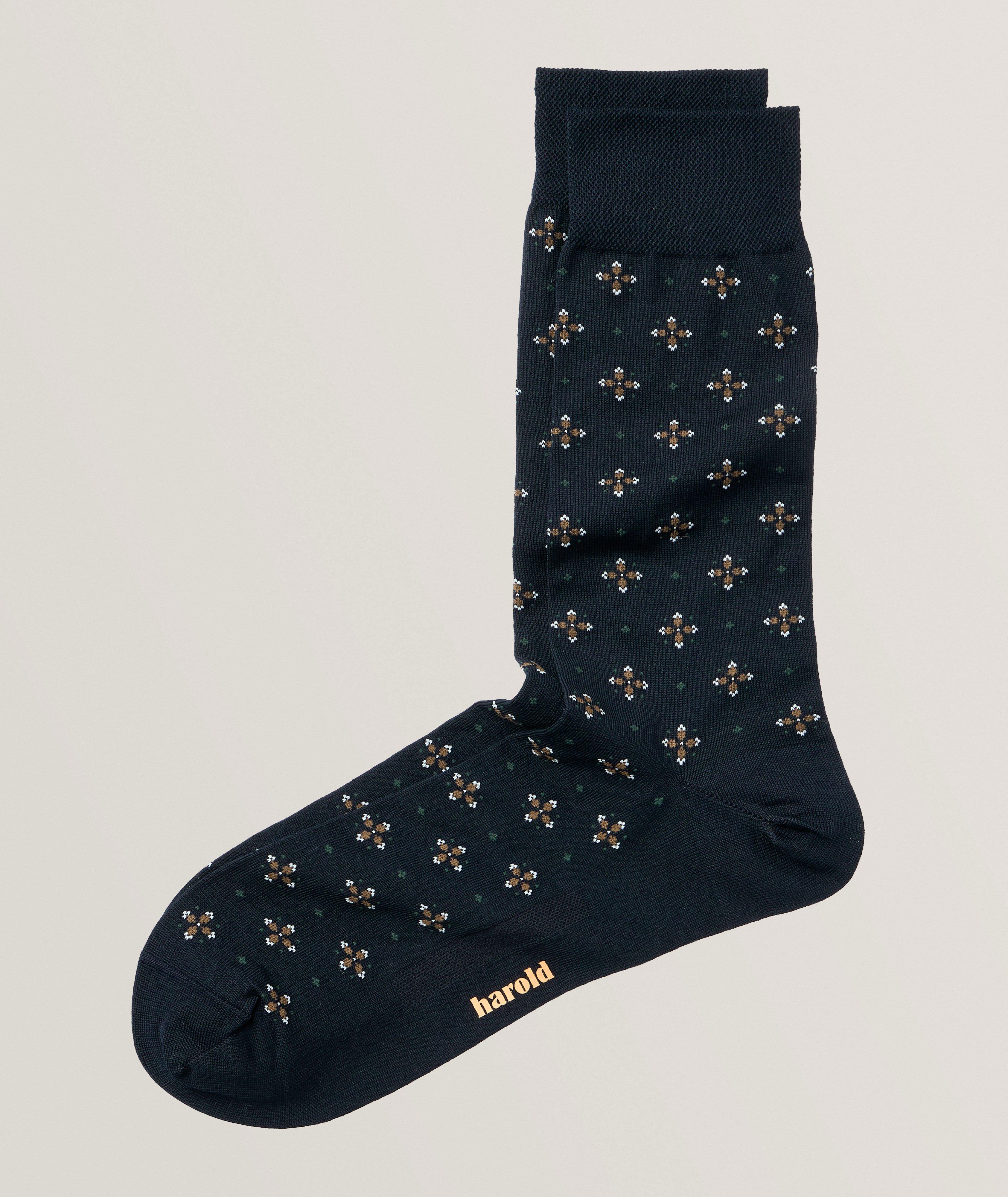 Harold De Harry Rosen Chaussettes En Mélange De Coton À Motif En Bleu