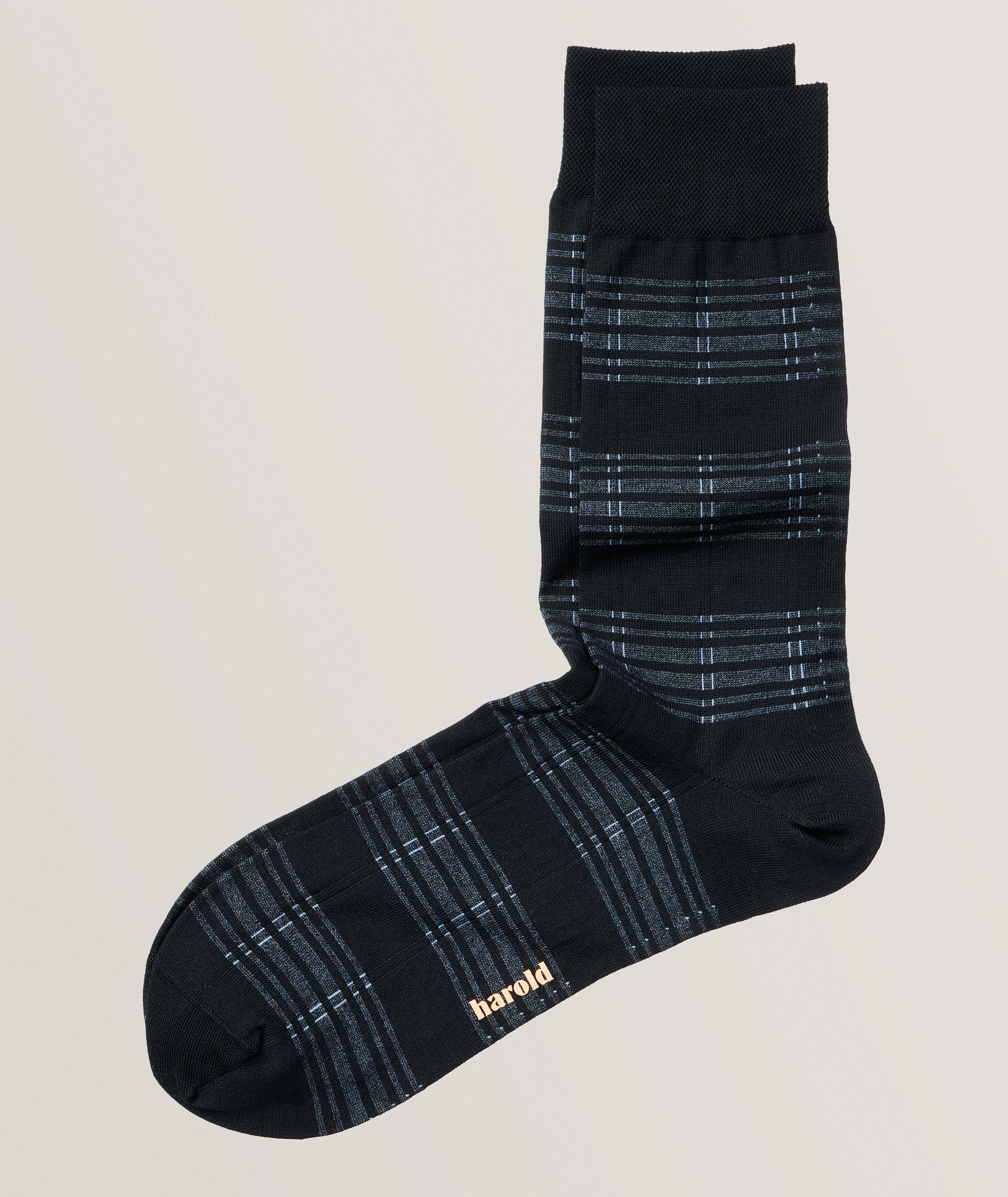 Plaid Cotton-Blend Socks