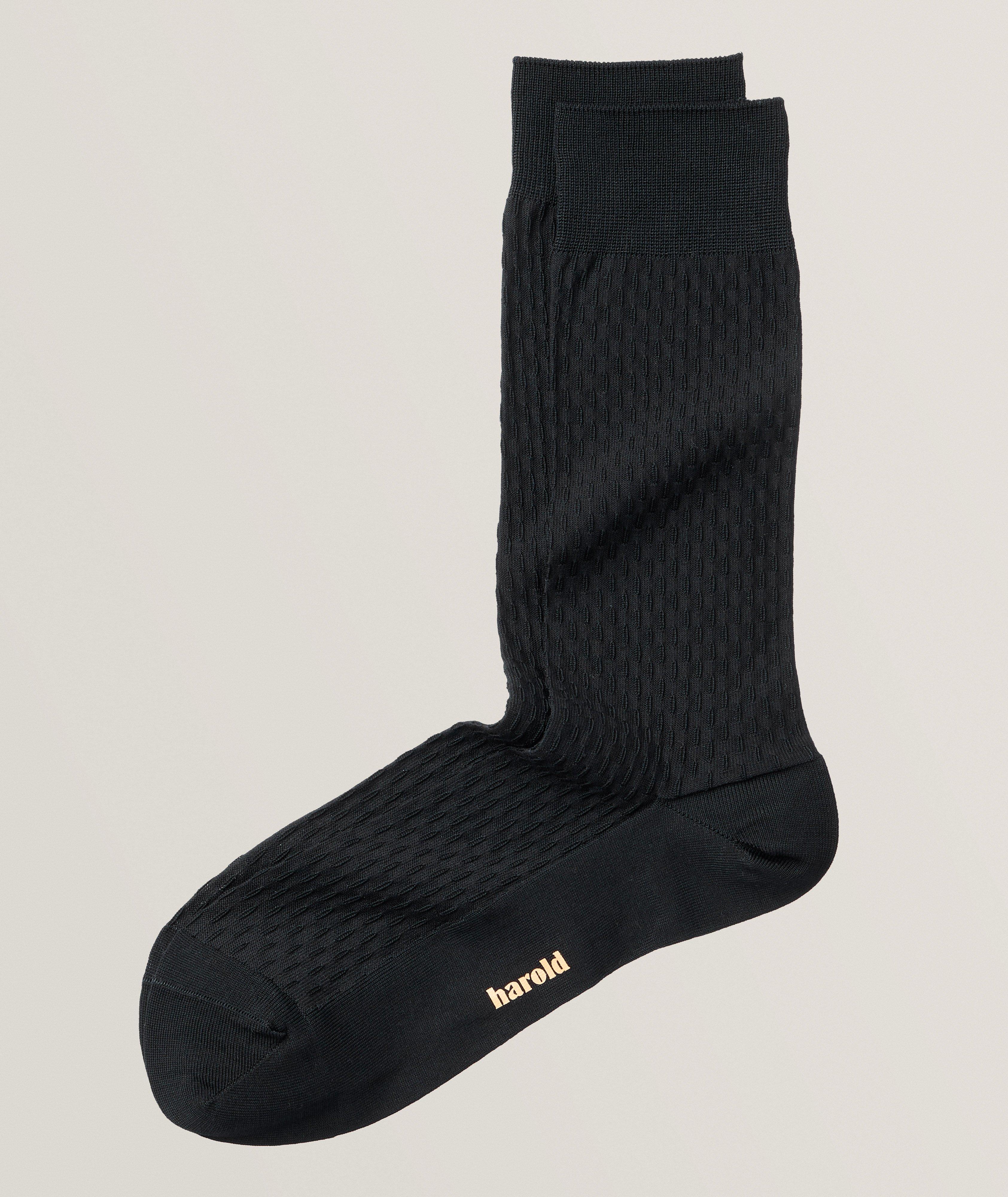 Harold De Harry Rosen Chaussettes En Mélange De Coton À Motif Linéaire En Noir