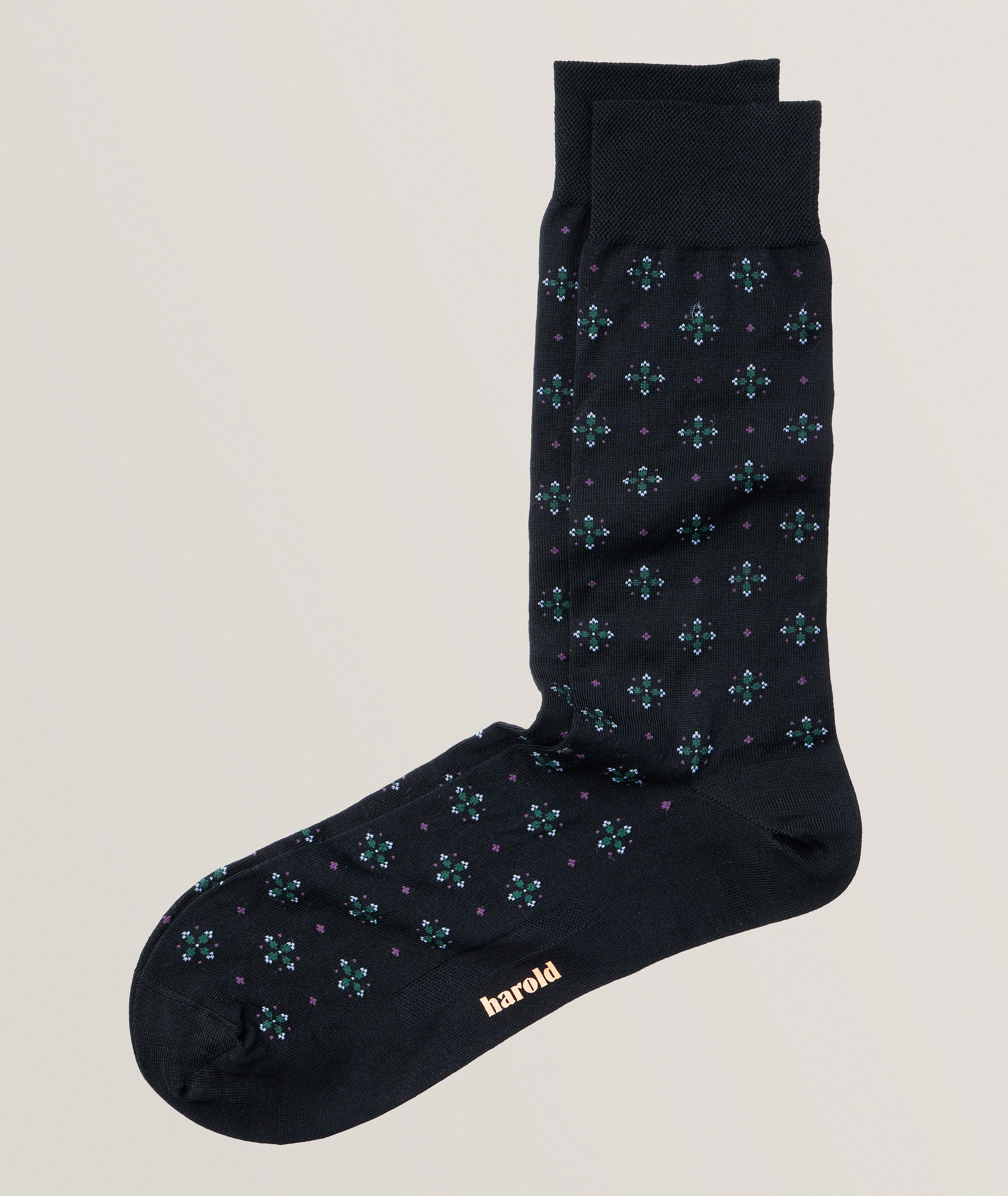 Harold De Harry Rosen Chaussettes En Mélange De Coton À Motif En Noir