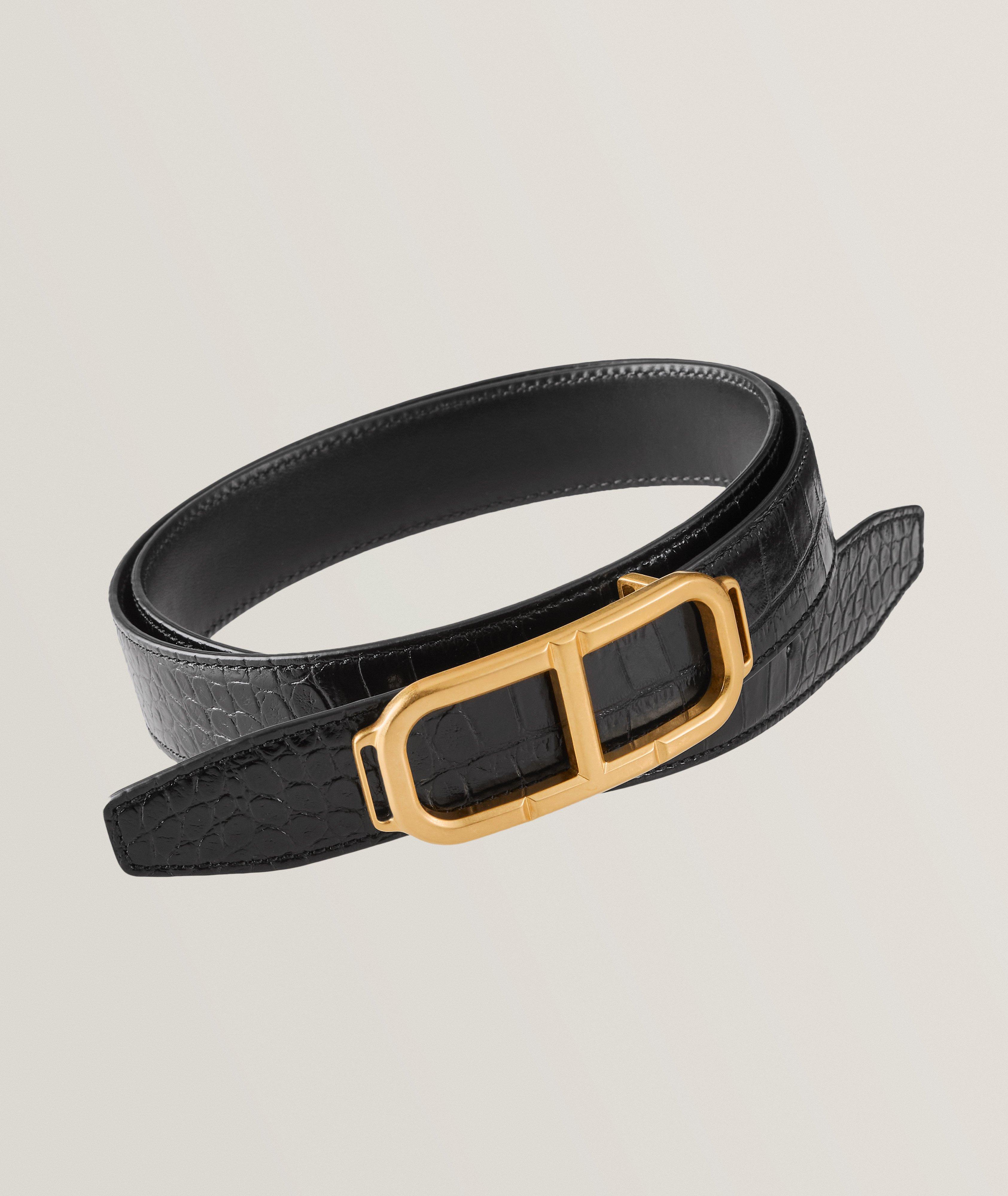 Stadium Crocodile Print Leather Belt