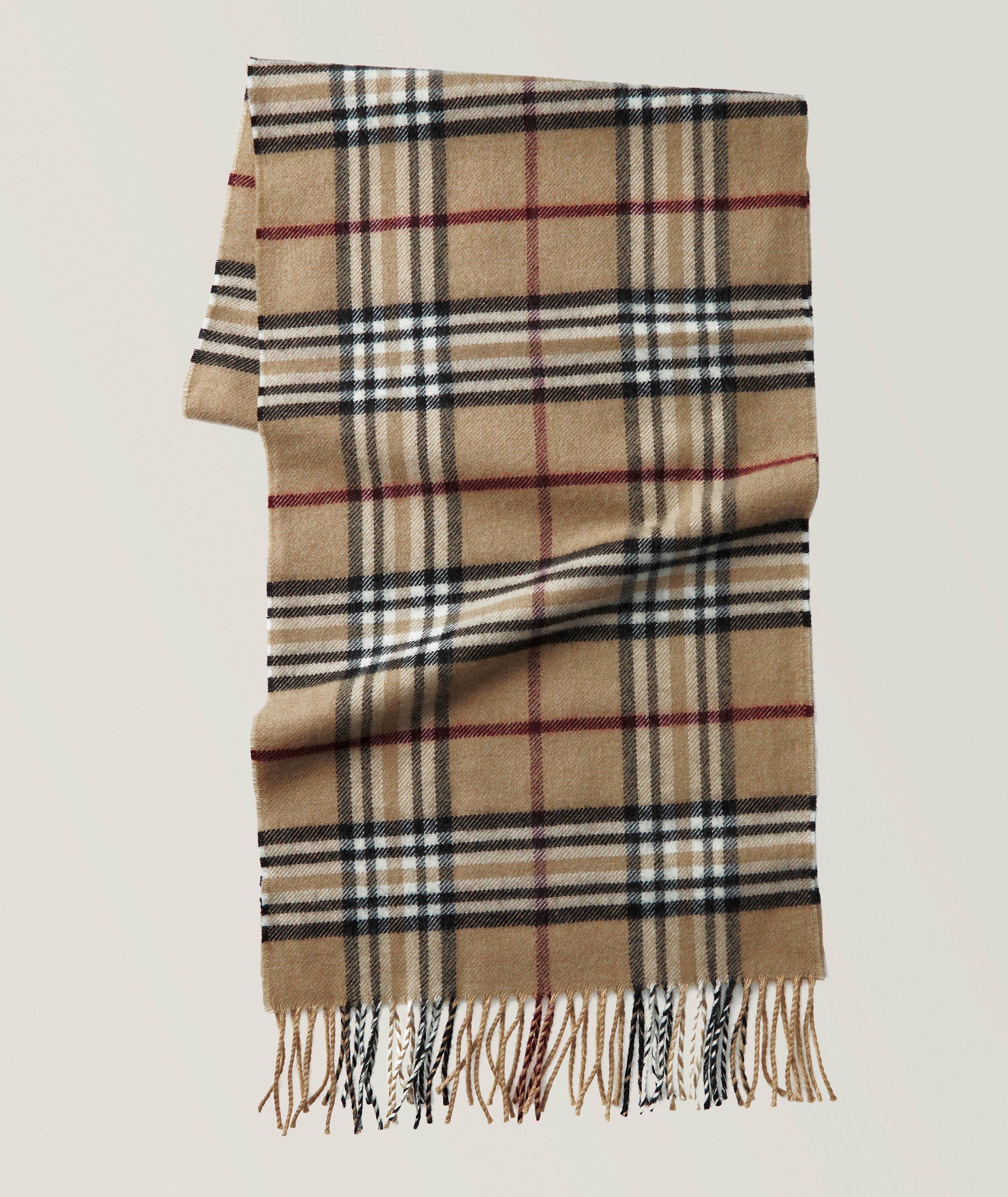 Harry Rosen Plaid Wool Fringed Scarf In Brown