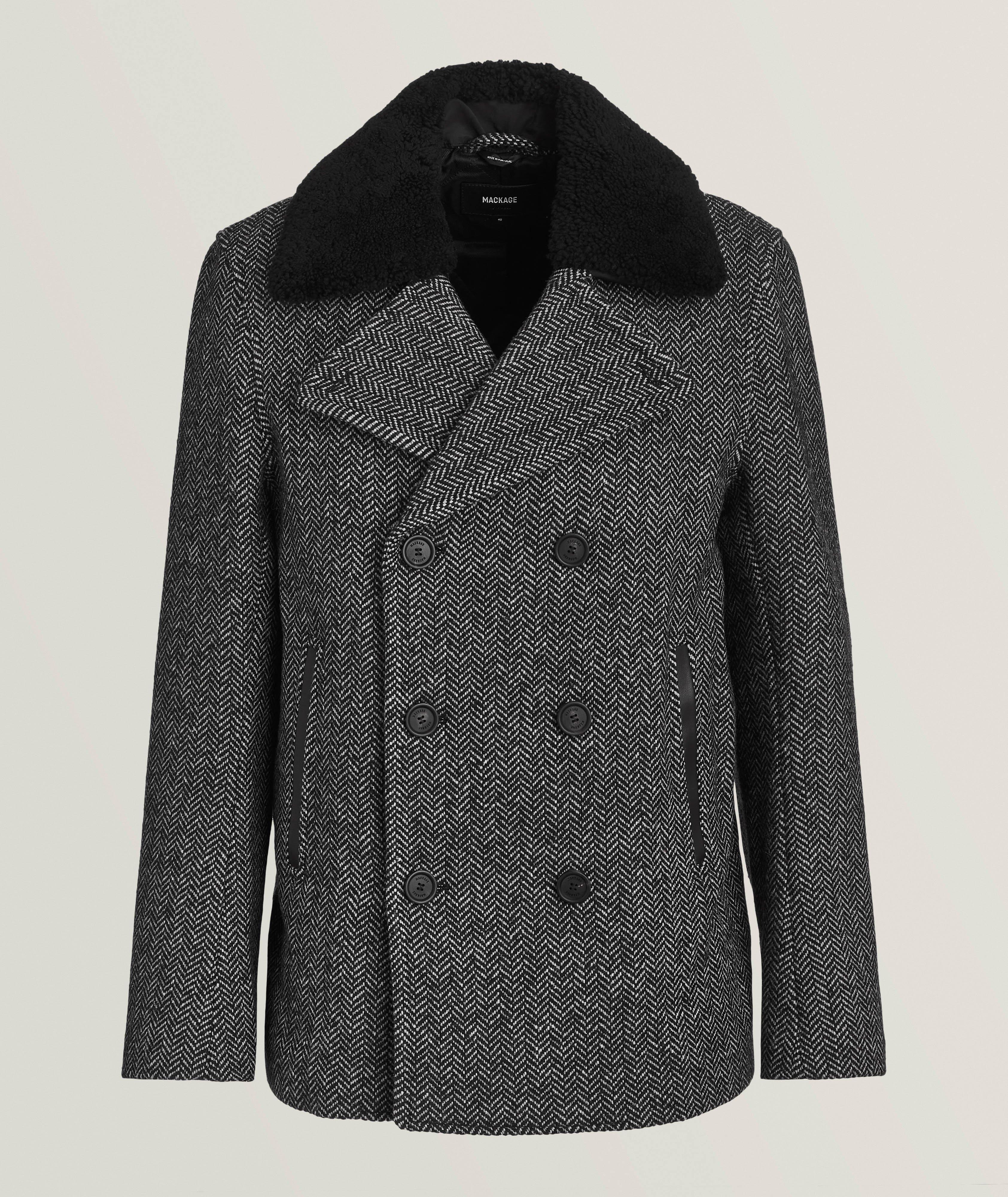 Cole Herringbone Wool Peacoat