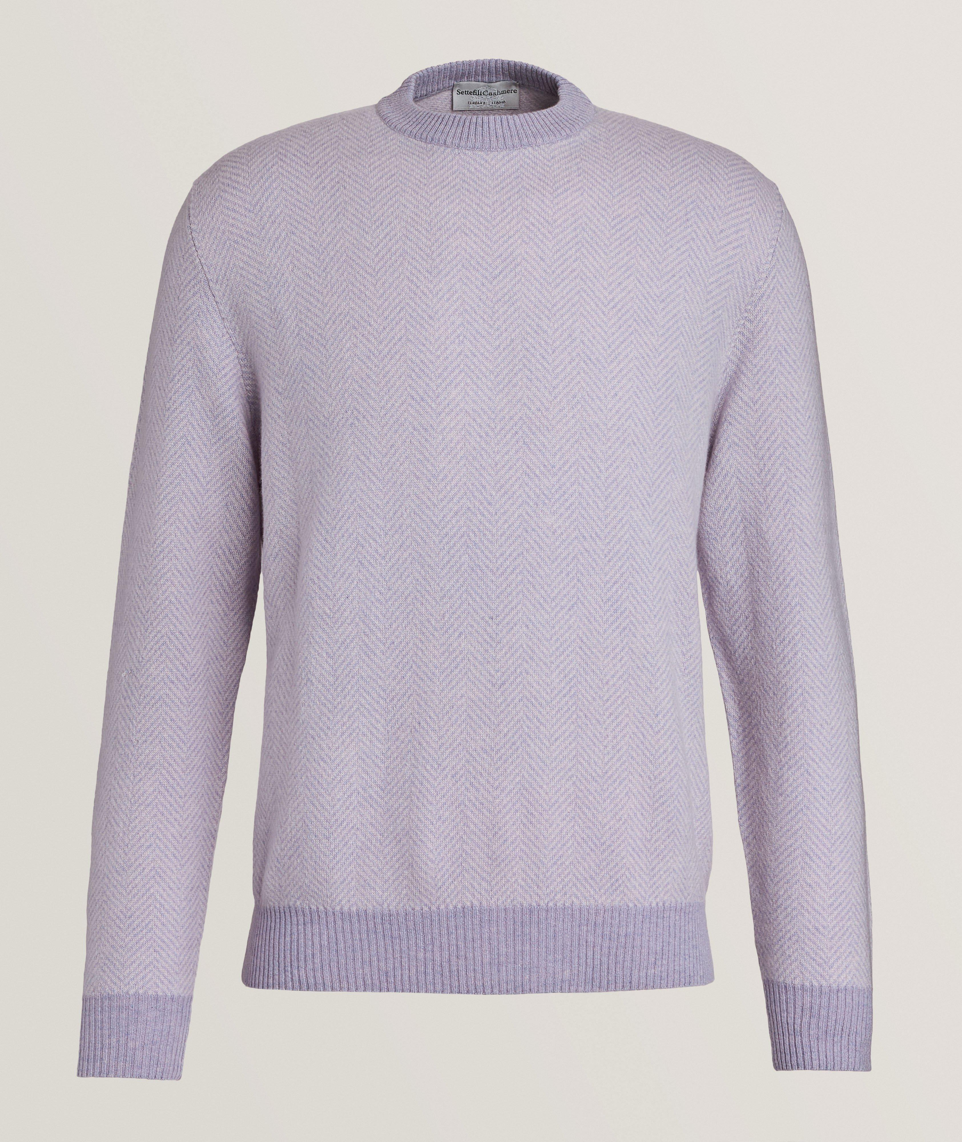 Herringbone Cashmere Crewneck Sweater