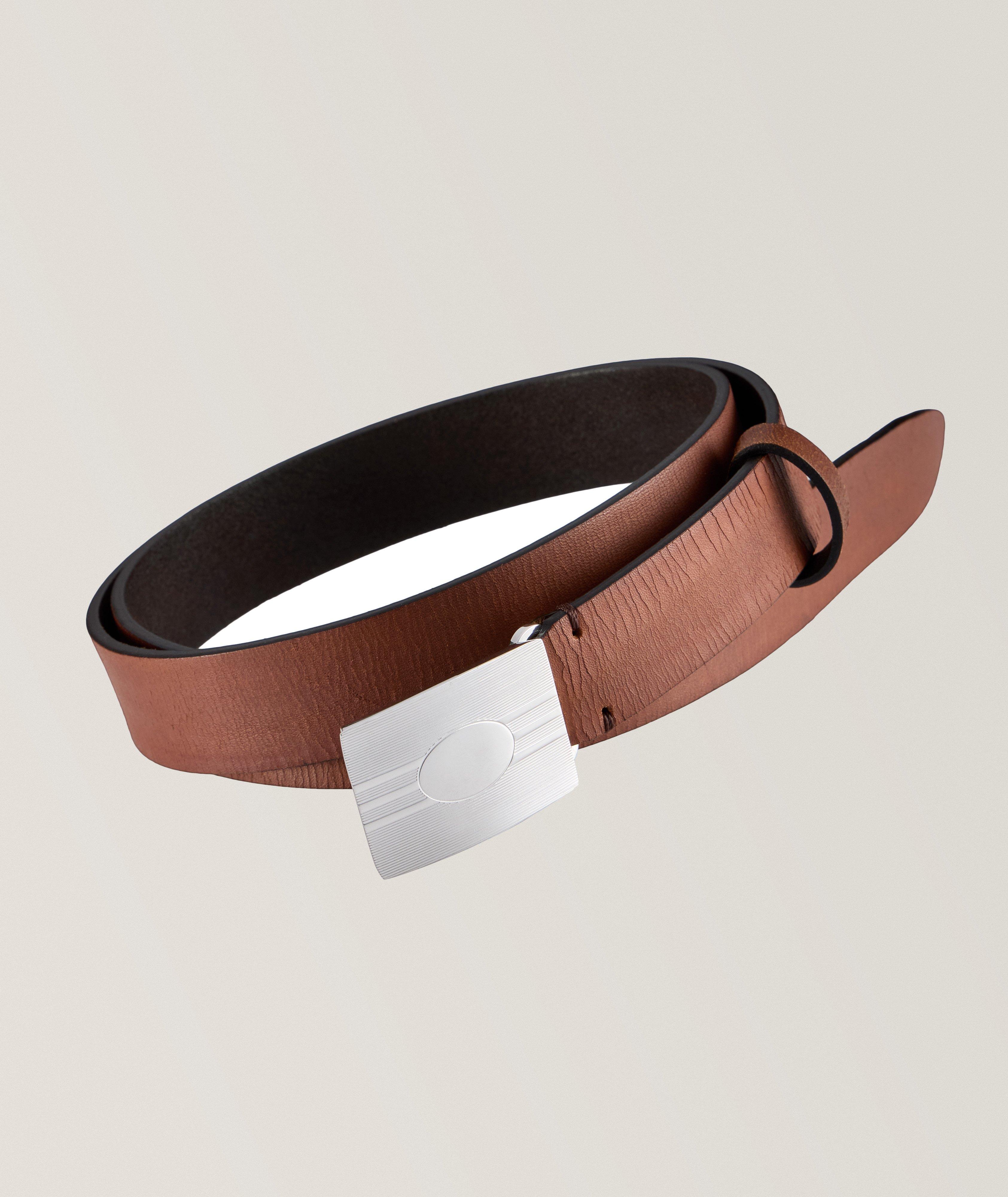 Brunello Cucinelli Textured Leather Belt In Brown Size 34