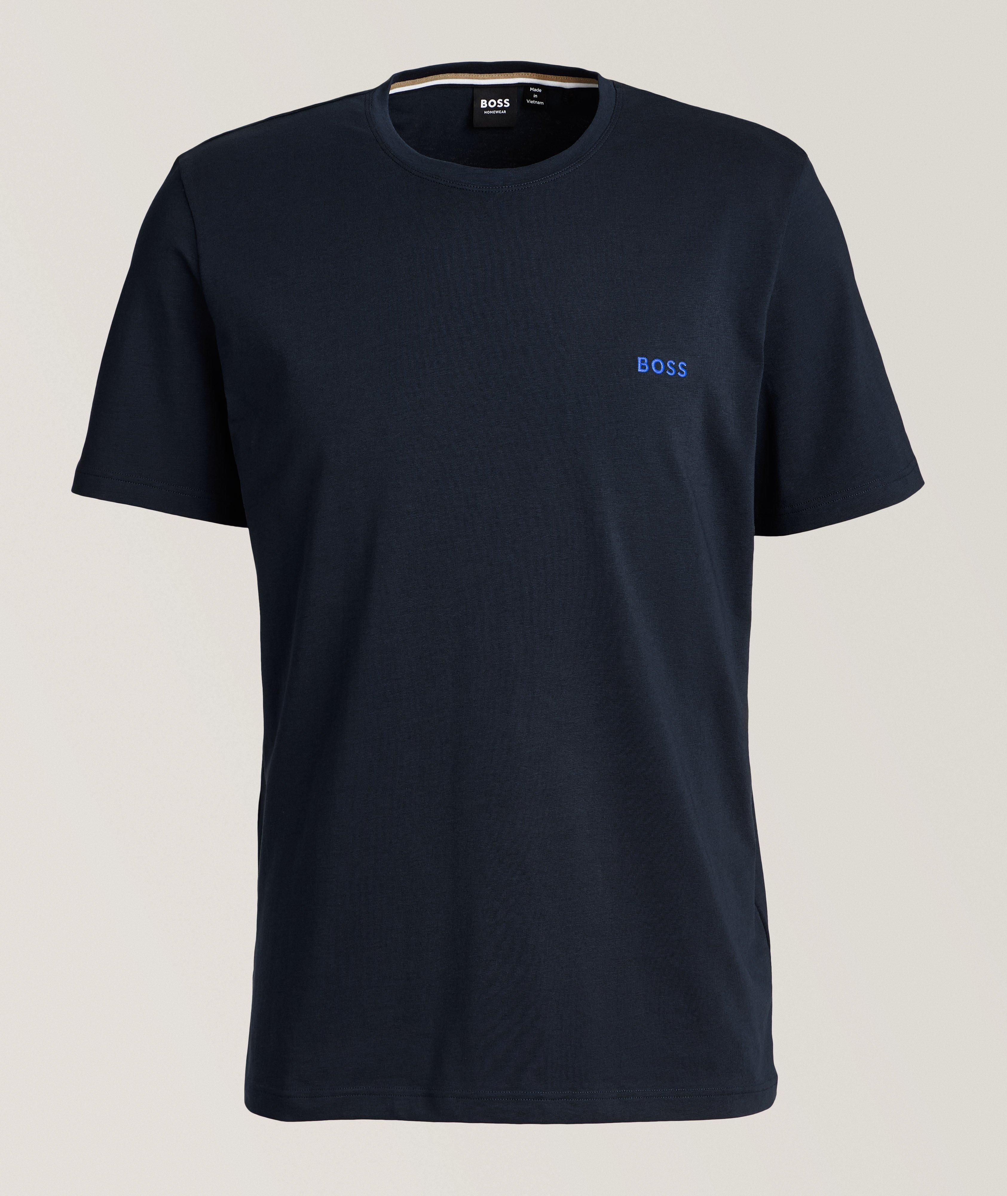 Hugo Boss T-Shirt En Coton Extensible, Collection À Agencer En Bleu , Taille Homme TTG