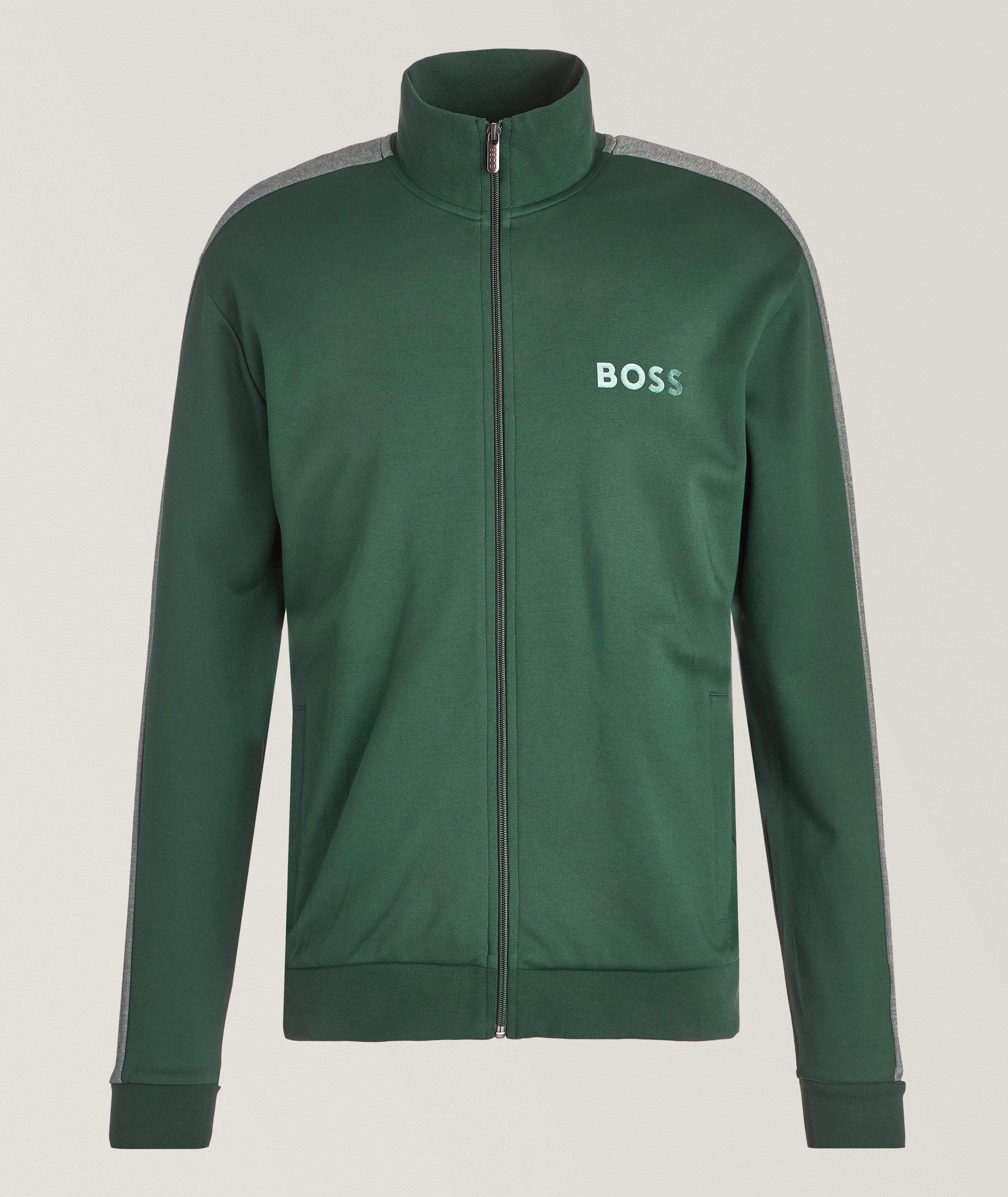 BOSS Pull En Mélange De Coton À Glissière En Vert , Taille Homme TG