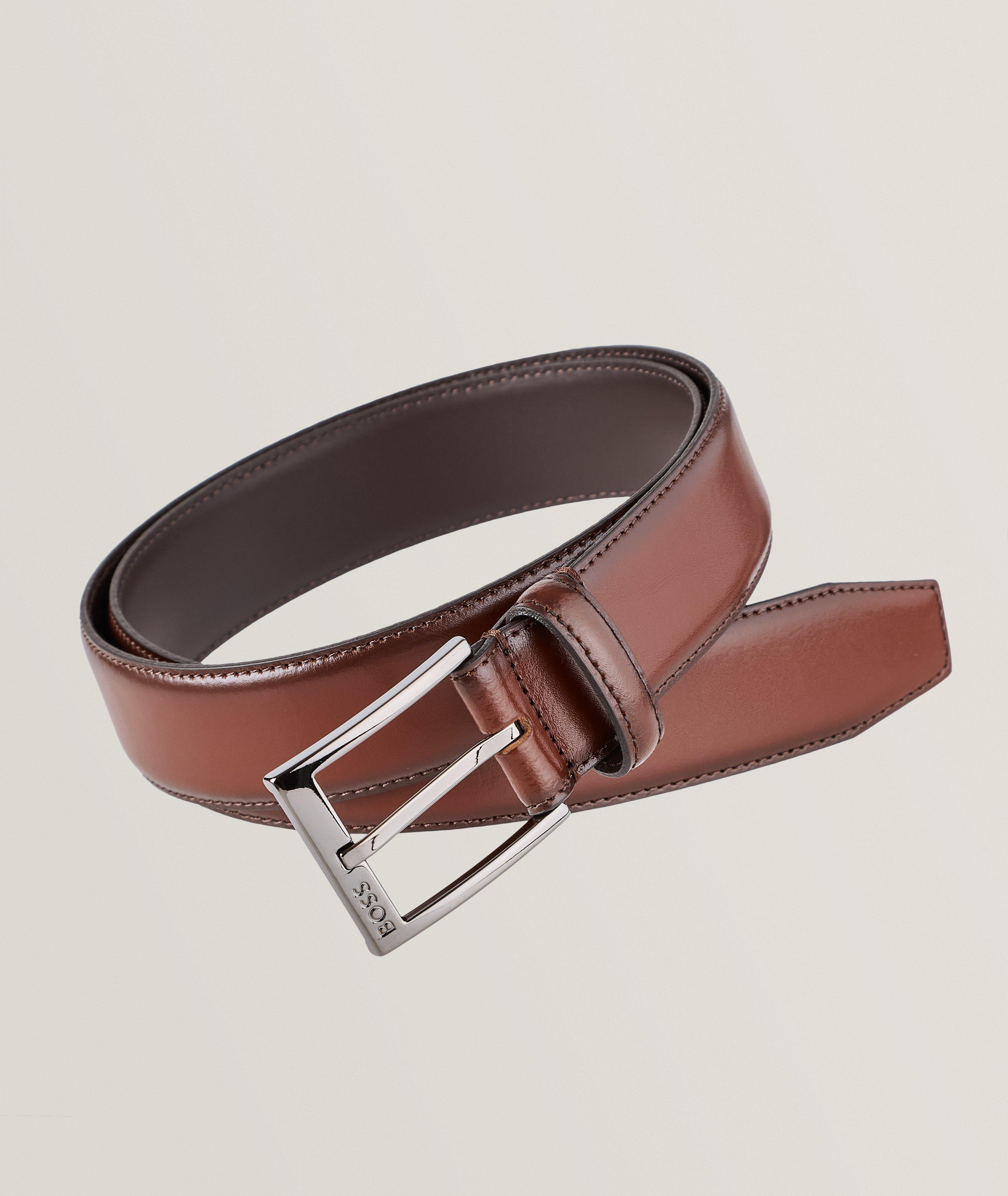 BOSS Ceinture Elloy En Cuir Poli En Brun , Taille Homme 32