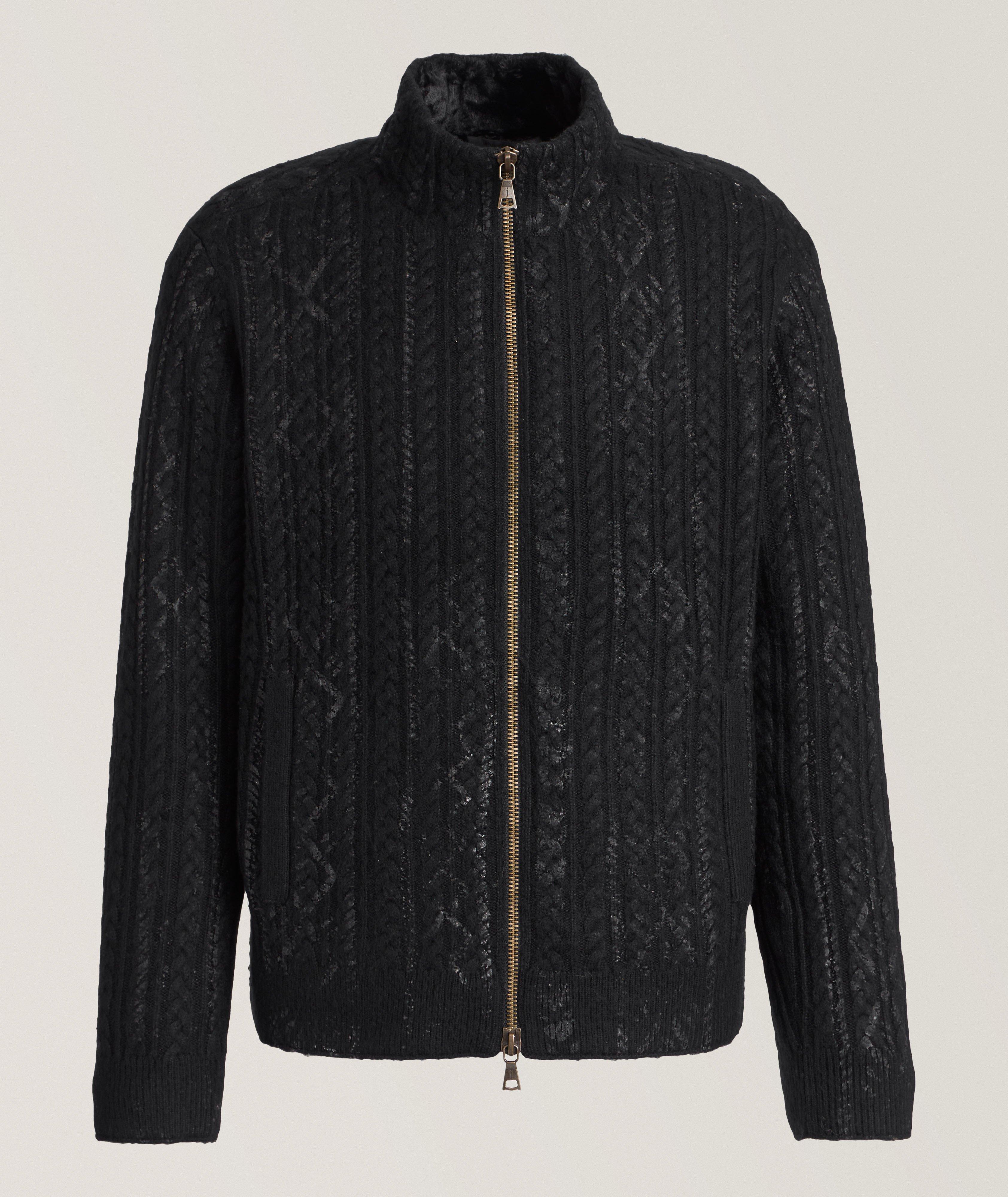 Faux Fur-Lined Cable Knit Sweater image 0