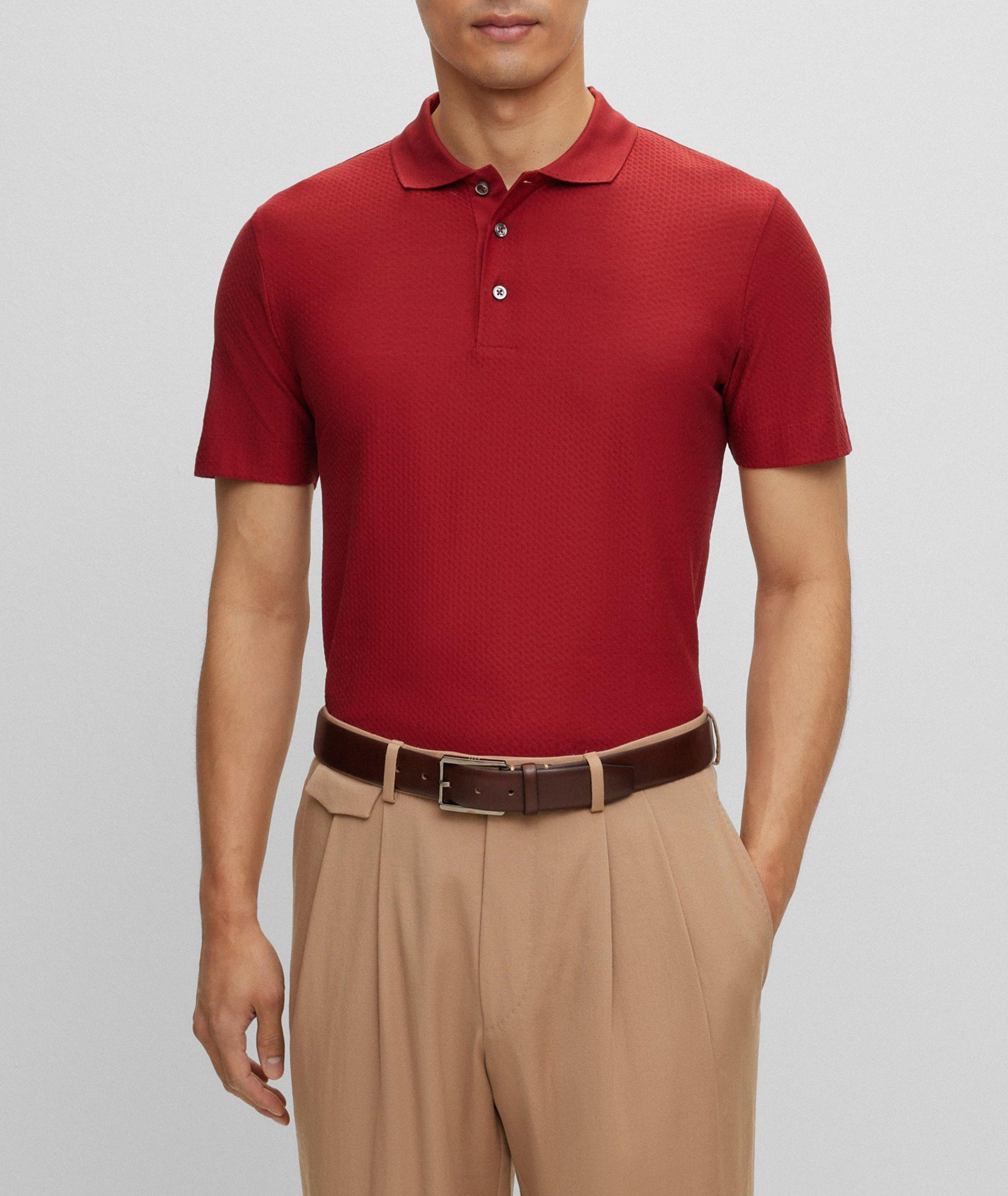 Basket Woven Cotton-Silk Polo image 1