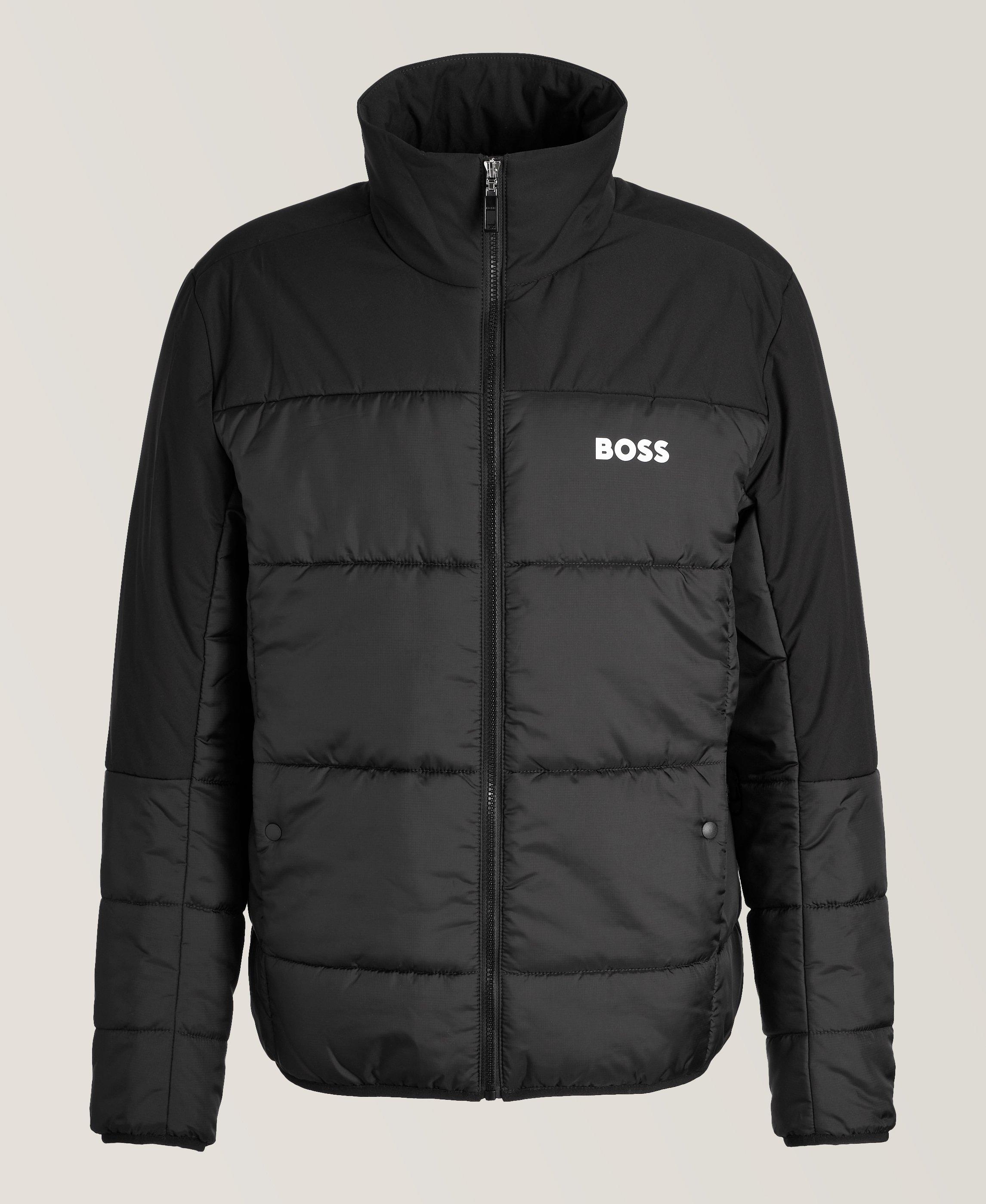 Boss Water-Repellent Mixed Materials Jacket In Black , Men's Size Small