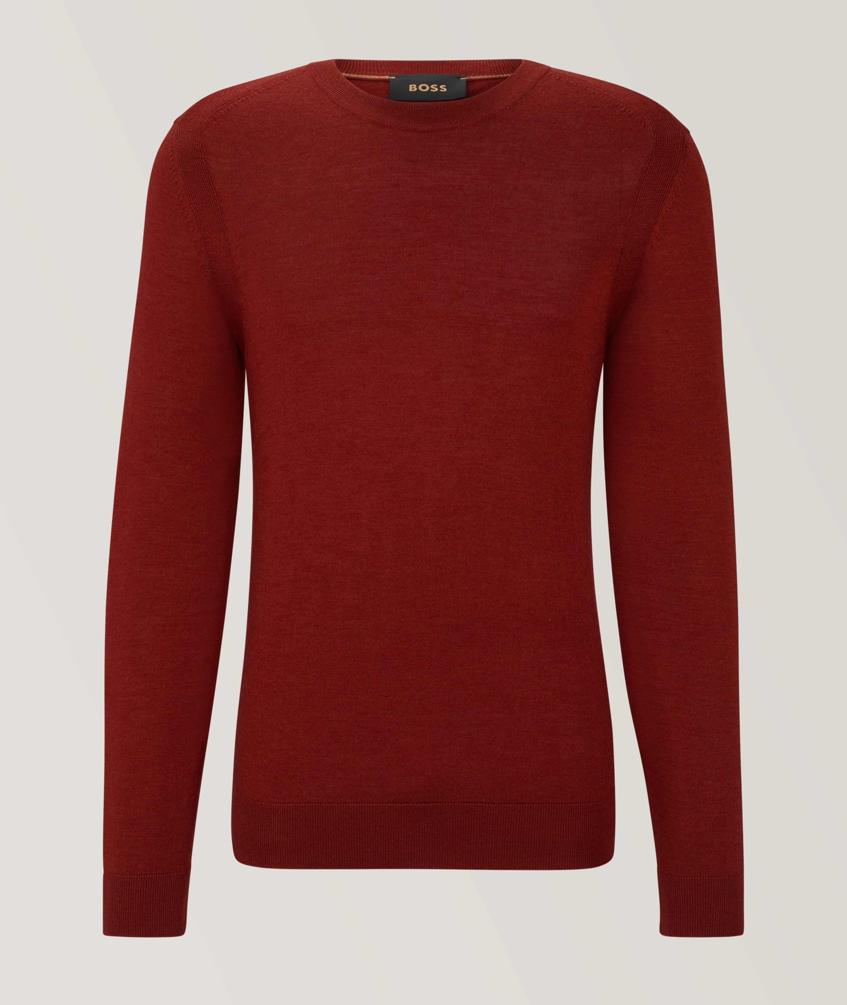 Boss Wool, Silk & Cashmere Crewneck Sweater In Red , Men's Size Medium